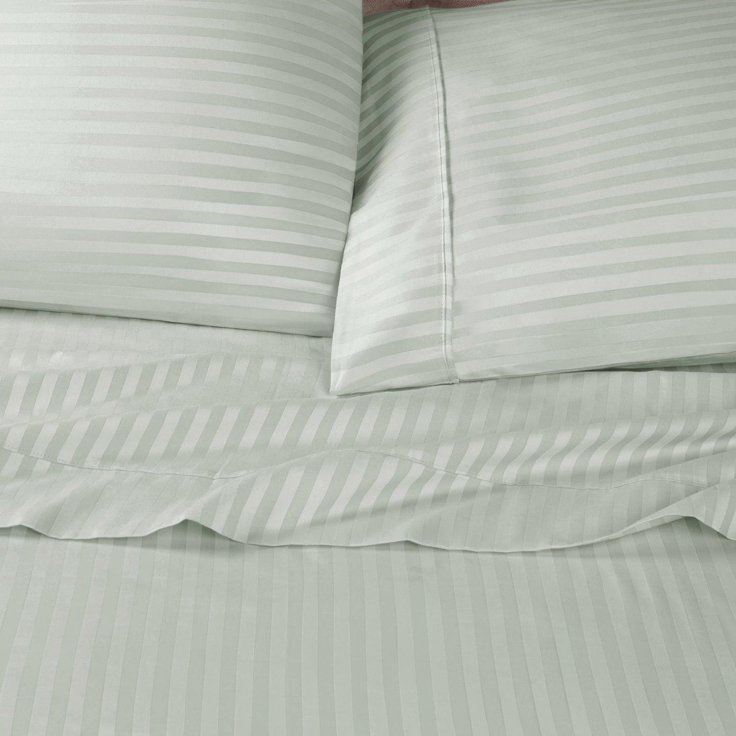 Premium 600 Thread Count Egyptian Cotton Striped Pillowcase Set - Mint