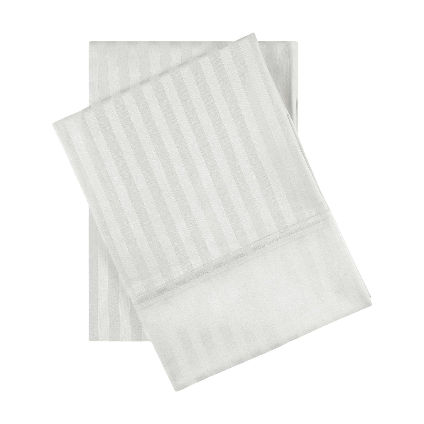 Premium 600 Thread Count Egyptian Cotton Striped Pillowcase Set - Silver