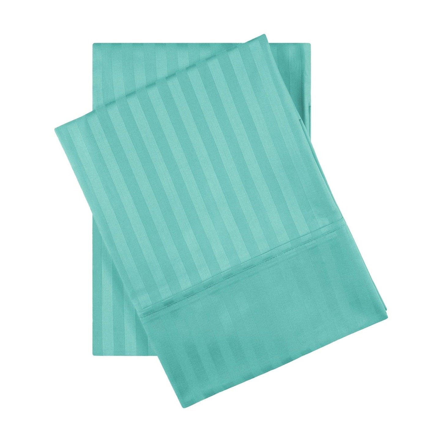 Premium 600 Thread Count Egyptian Cotton Striped Pillowcase Set - Teal