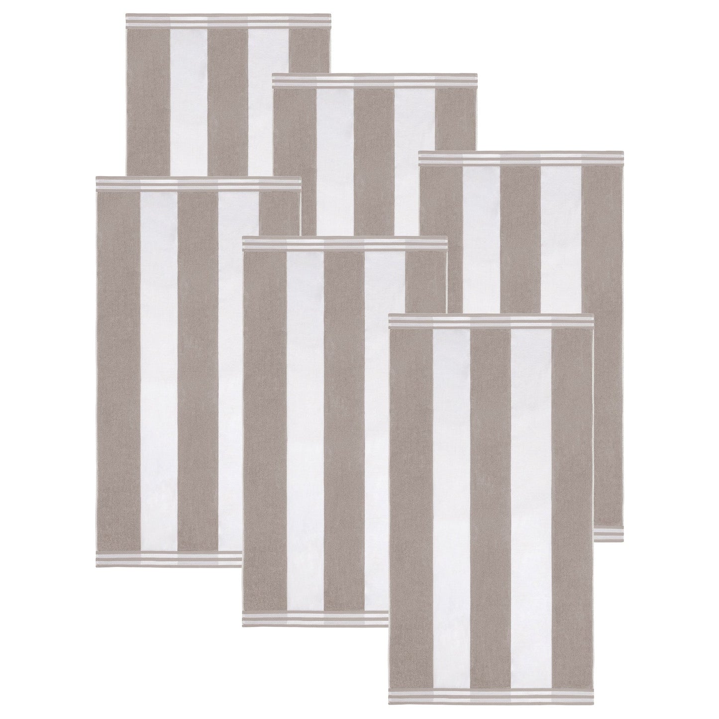 Superior Cabana Stripe Oversized Cotton Beach Towel Set Of 2,4,6 - Light Grey