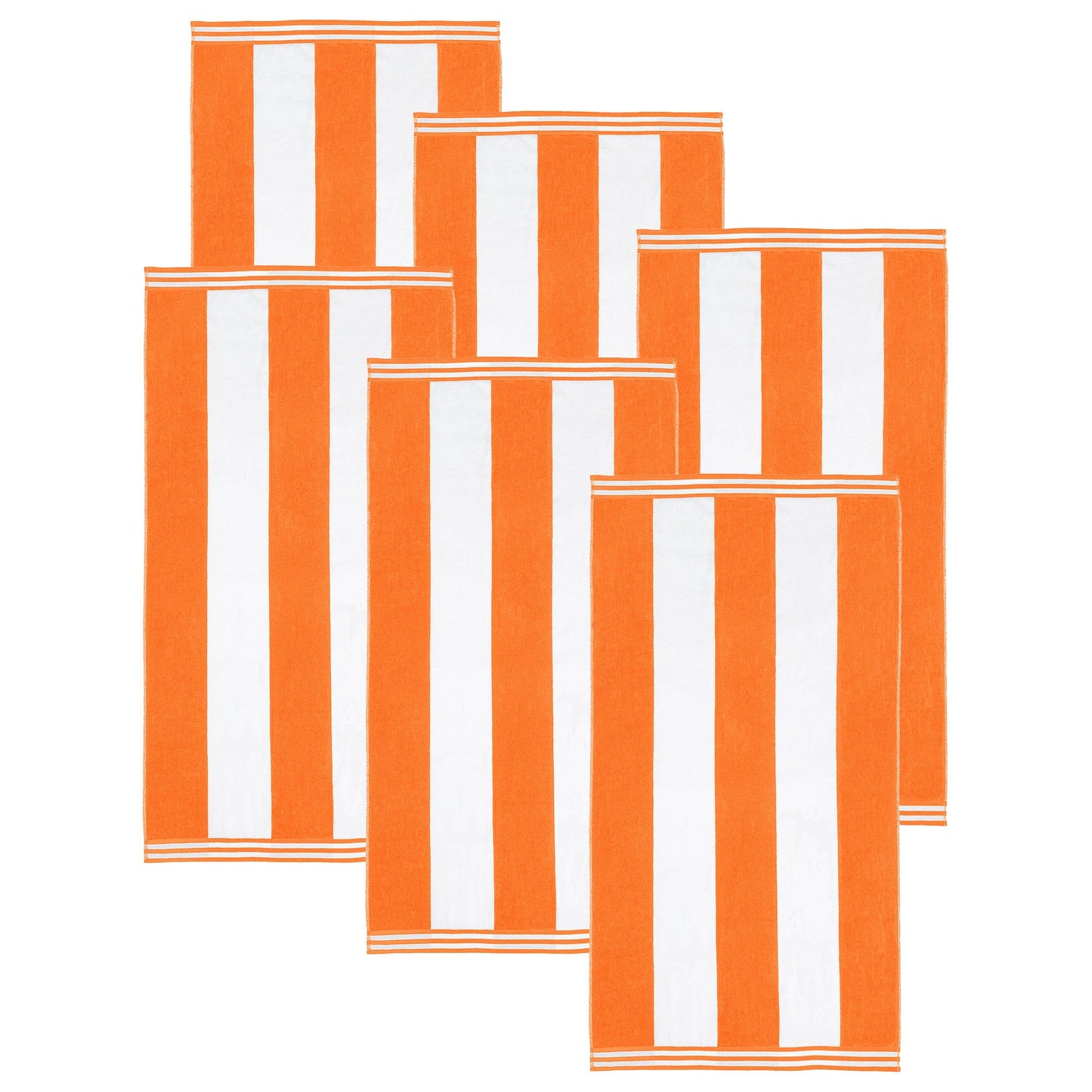 Superior Cabana Stripe Oversized Cotton Beach Towel Set Of 2,4,6 - Orange