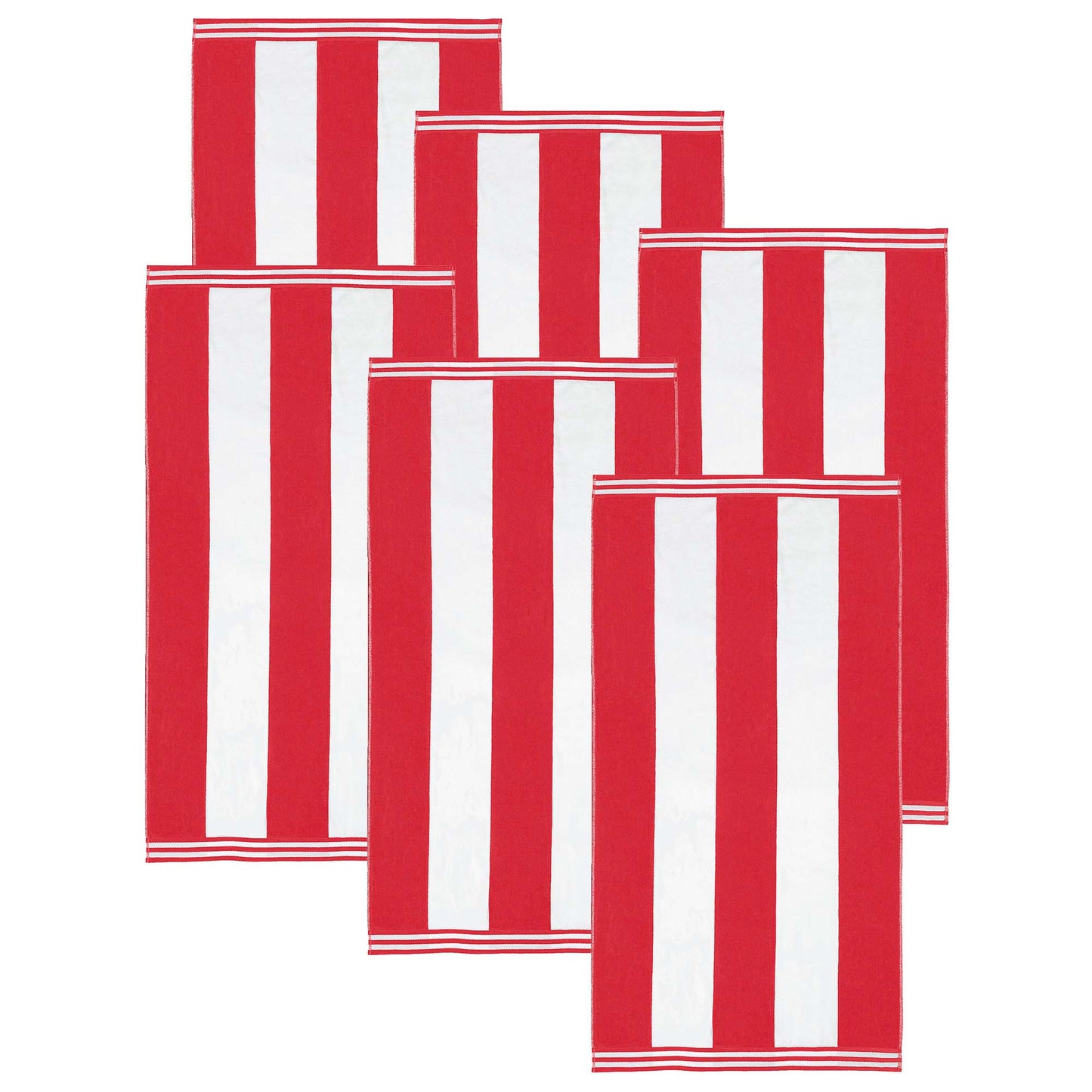 Superior Cabana Stripe Oversized Cotton Beach Towel Set Of 2,4,6 - Red