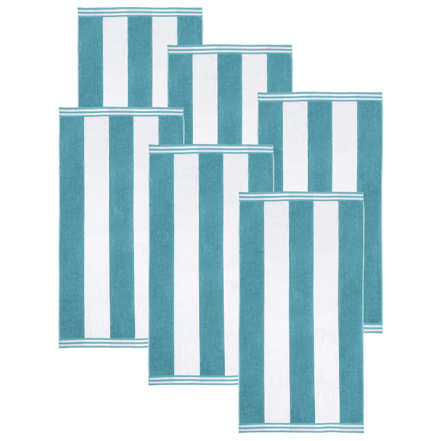 Superior Cabana Stripe Oversized Cotton Beach Towel Set Of 2,4,6 - Turquoise