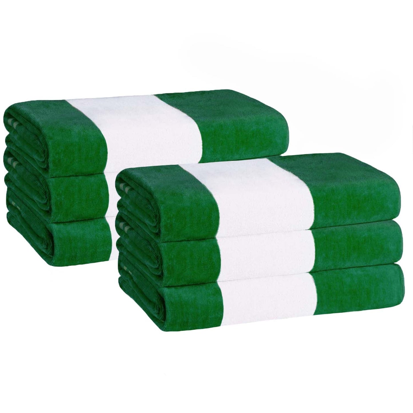 Superior Cabana Stripe Oversized Cotton Beach Towel Set Of 2,4,6 - Green