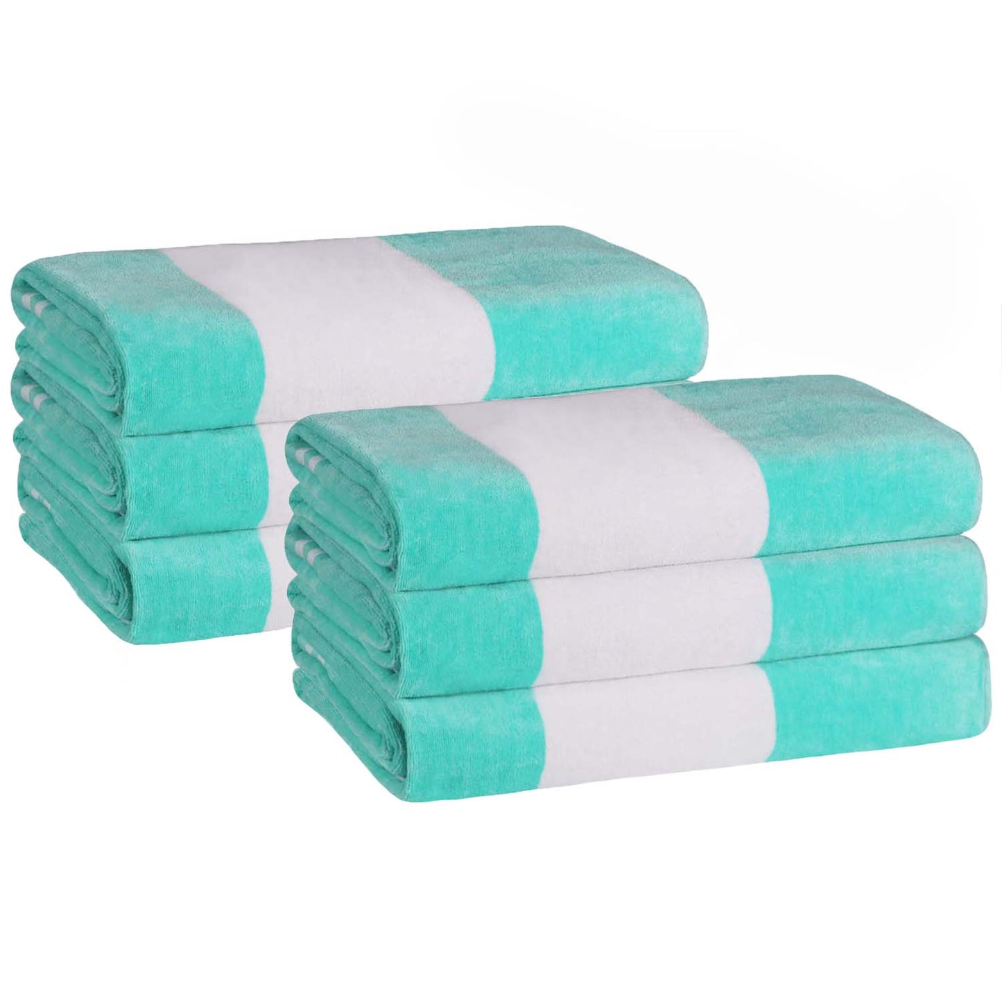 Superior Cabana Stripe Oversized Cotton Beach Towel Set Of 2,4,6 - Mint