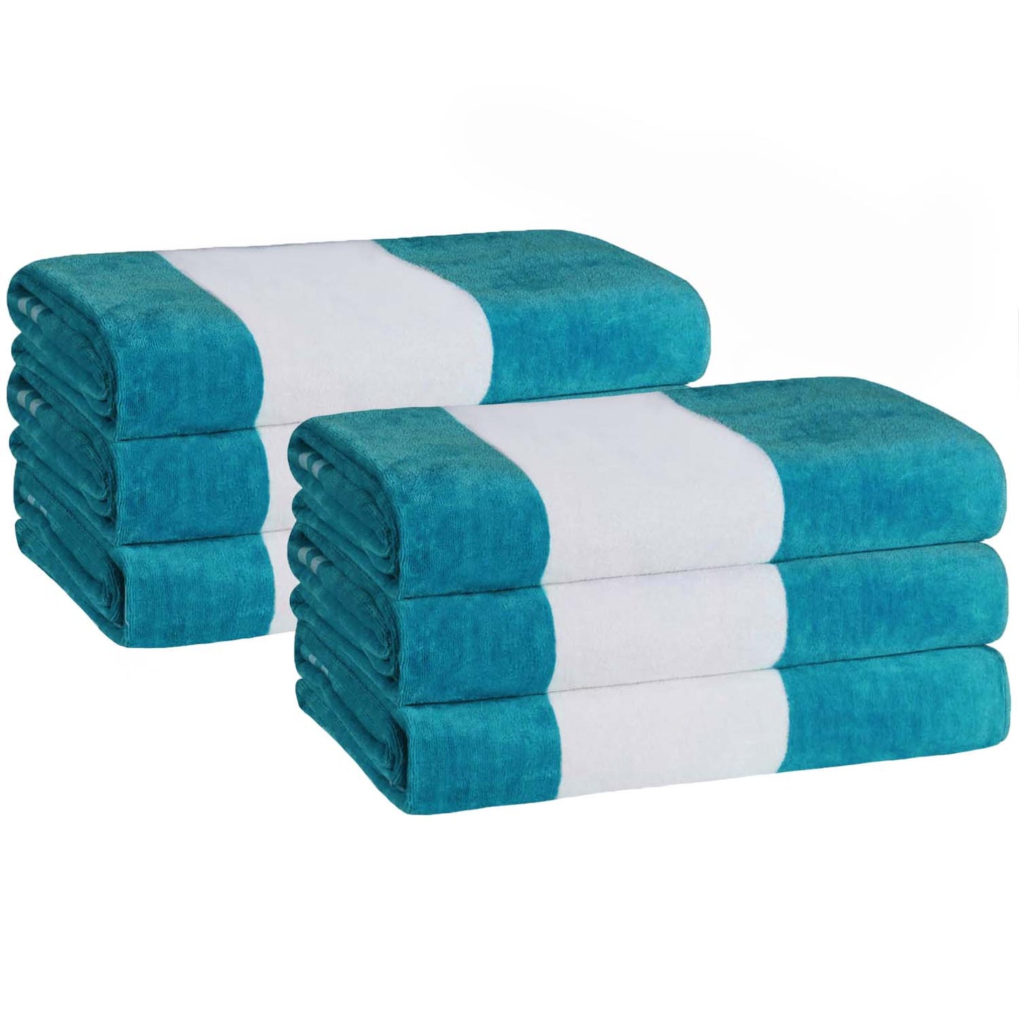 Superior Cabana Stripe Oversized Cotton Beach Towel Set Of 2,4,6 - Turquoise
