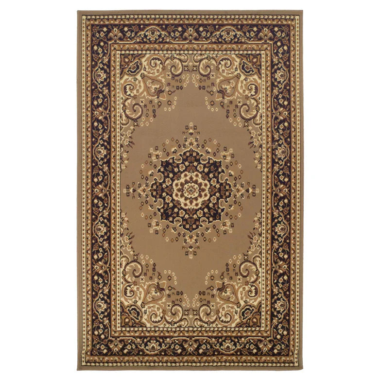 Leopold Formal Medallion Indoor Area Rug Or Runner Rug - Gold
