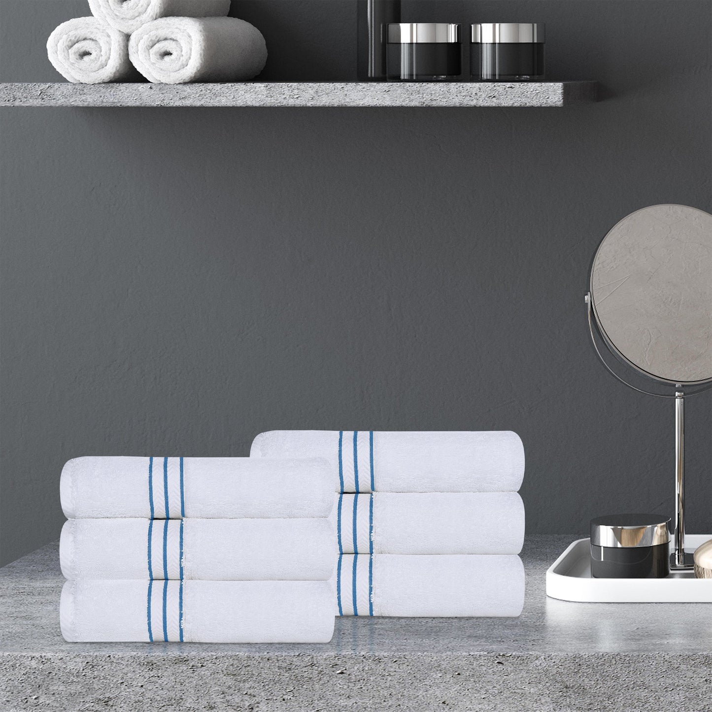 Ultra-Plush Turkish Cotton Hotel Collection Super Absorbent Solid Luxury Bathroom Set - Light Blue