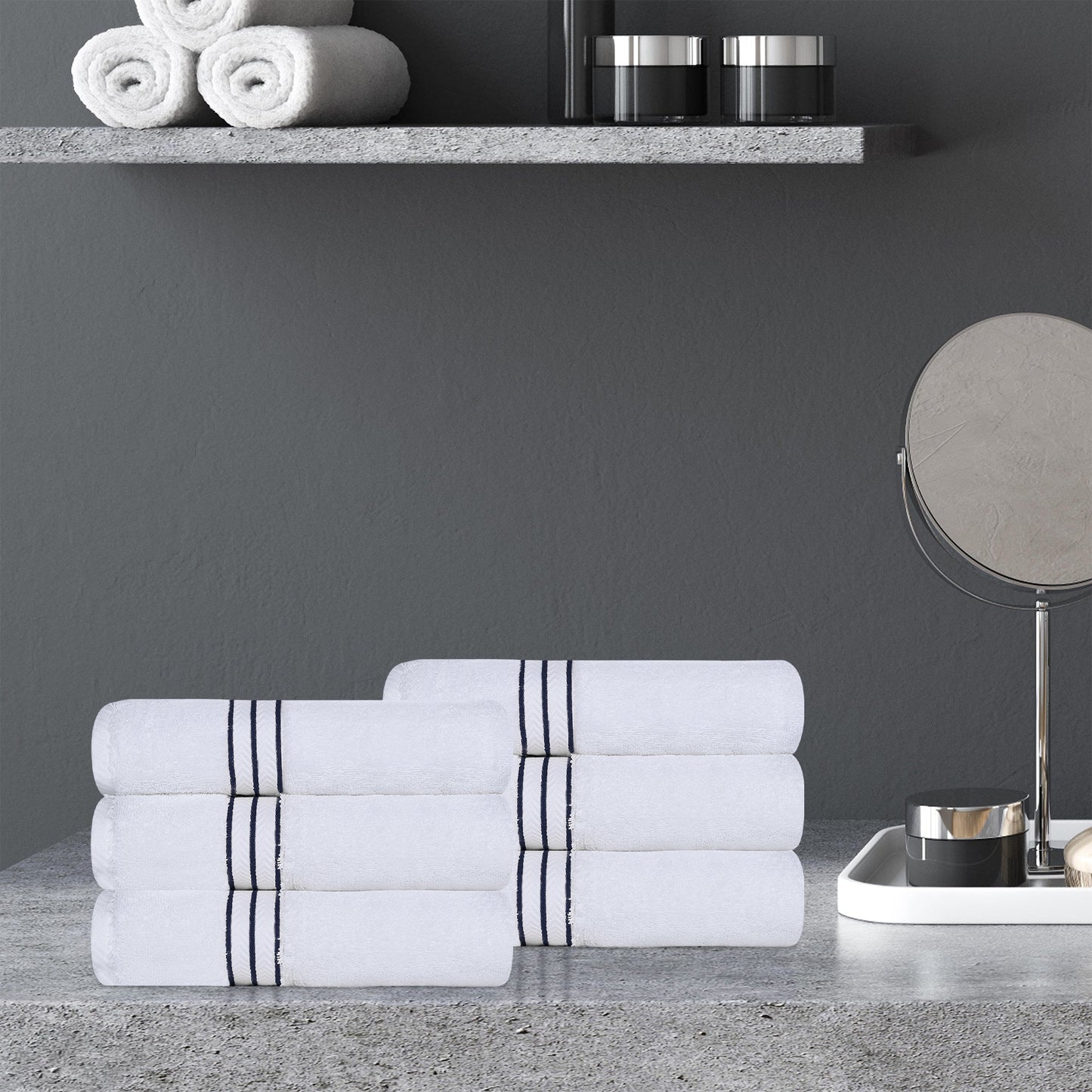 Ultra-Plush Turkish Cotton Hotel Collection Super Absorbent Solid Luxury Bathroom Set - Navy Blue