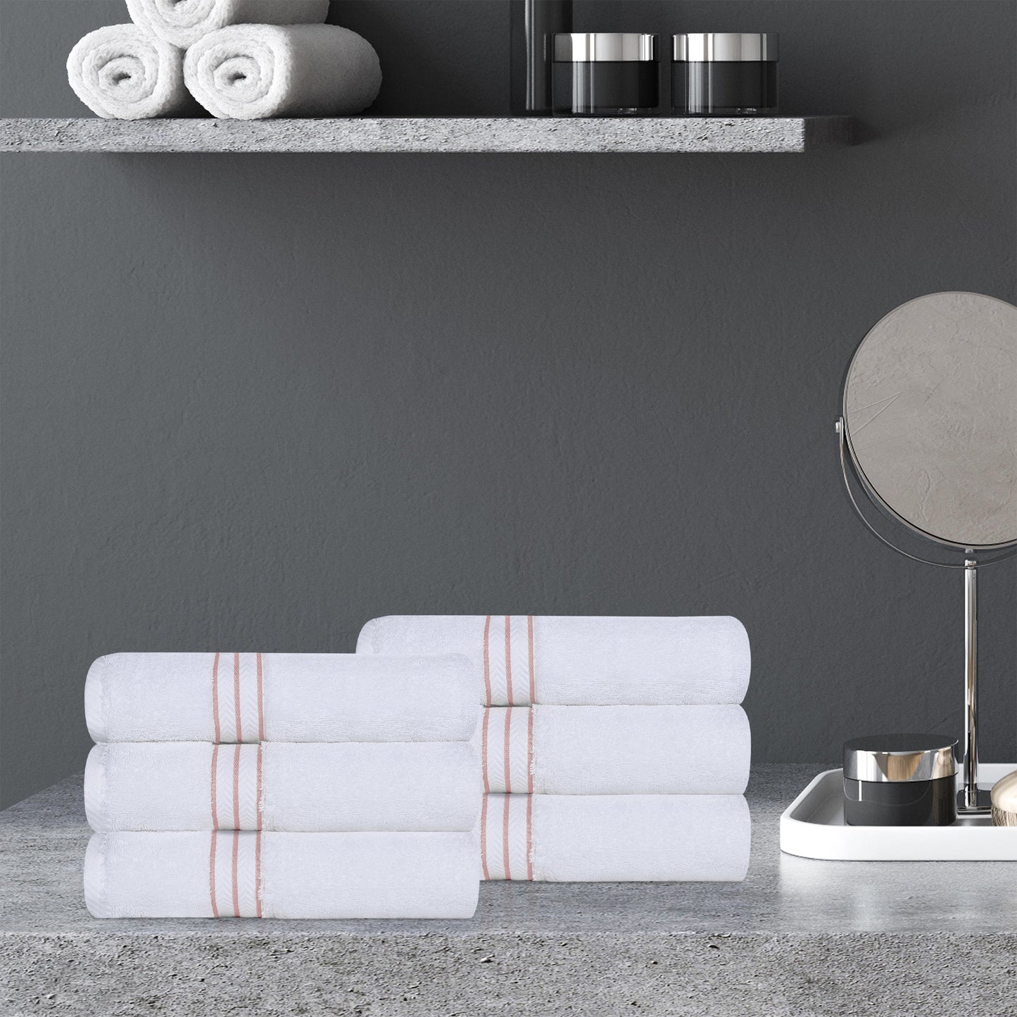 Ultra-Plush Turkish Cotton Hotel Collection Super Absorbent Solid Luxury Bathroom Set - Tea Rose