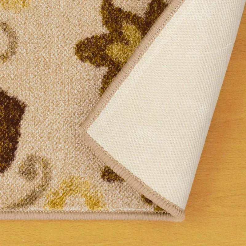 Liena Floral Medallion Non-Slip Washable Area Rug or Runner - Cream