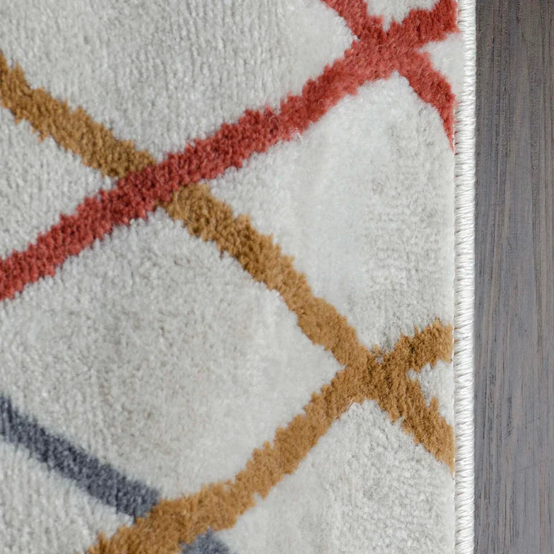 Ellis Diamond Trellis Modern Indoor Area Rug - Bone