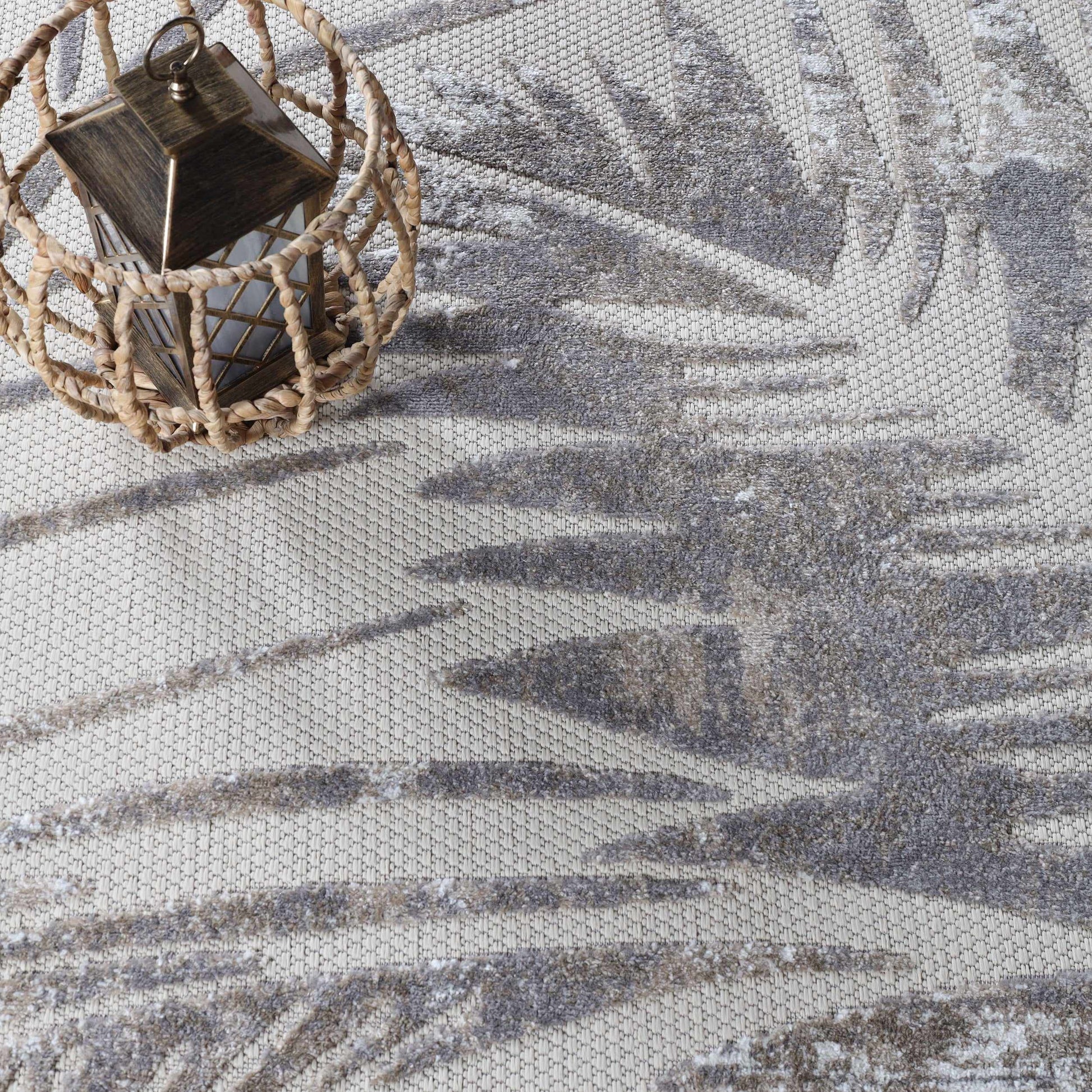 Superior Siesta Botanical Leaves Modern Indoor Outdoor Area Rug or Runner Rug - Slate
