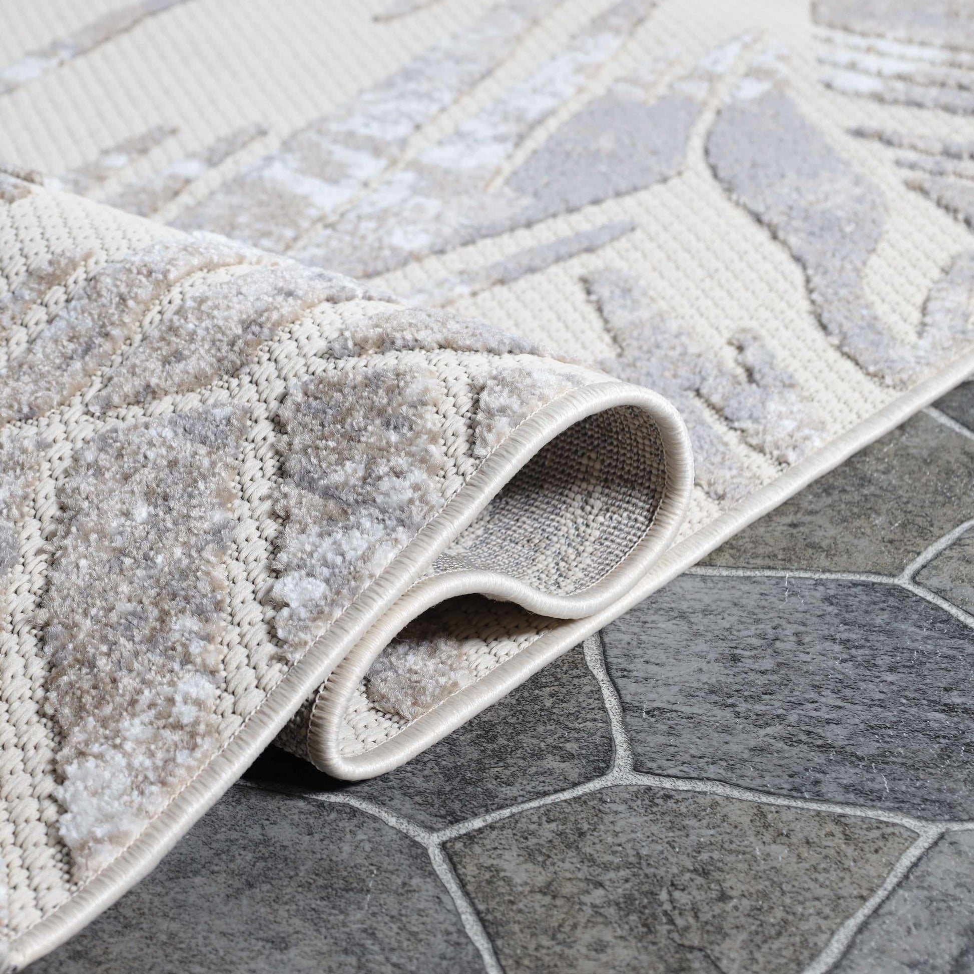 Superior Siesta Botanical Leaves Modern Indoor Outdoor Area Rug or Runner Rug - Slate