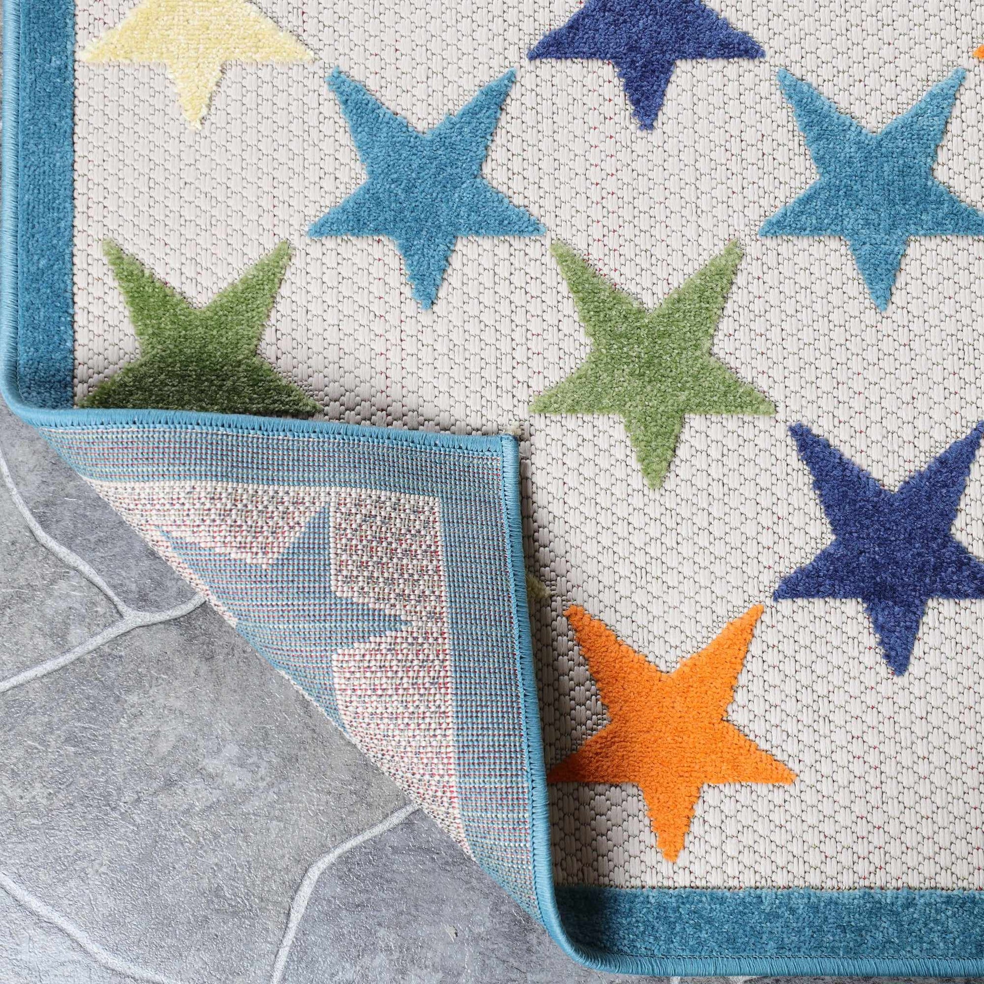 Superior Juniper Modern Stars Novelty Indoor/Outdoor Area Rug - Cream