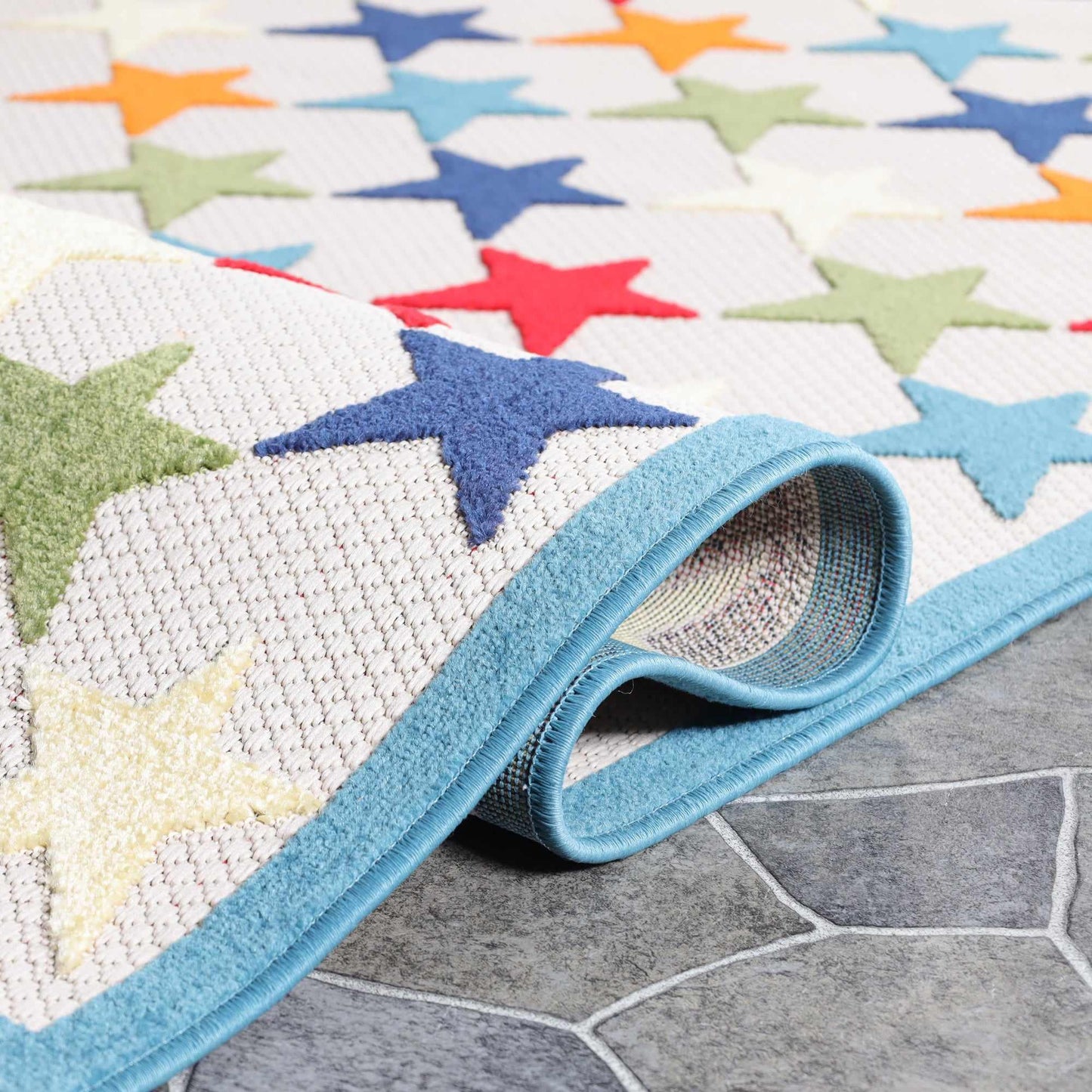 Superior Juniper Modern Stars Novelty Indoor/Outdoor Area Rug -Cream