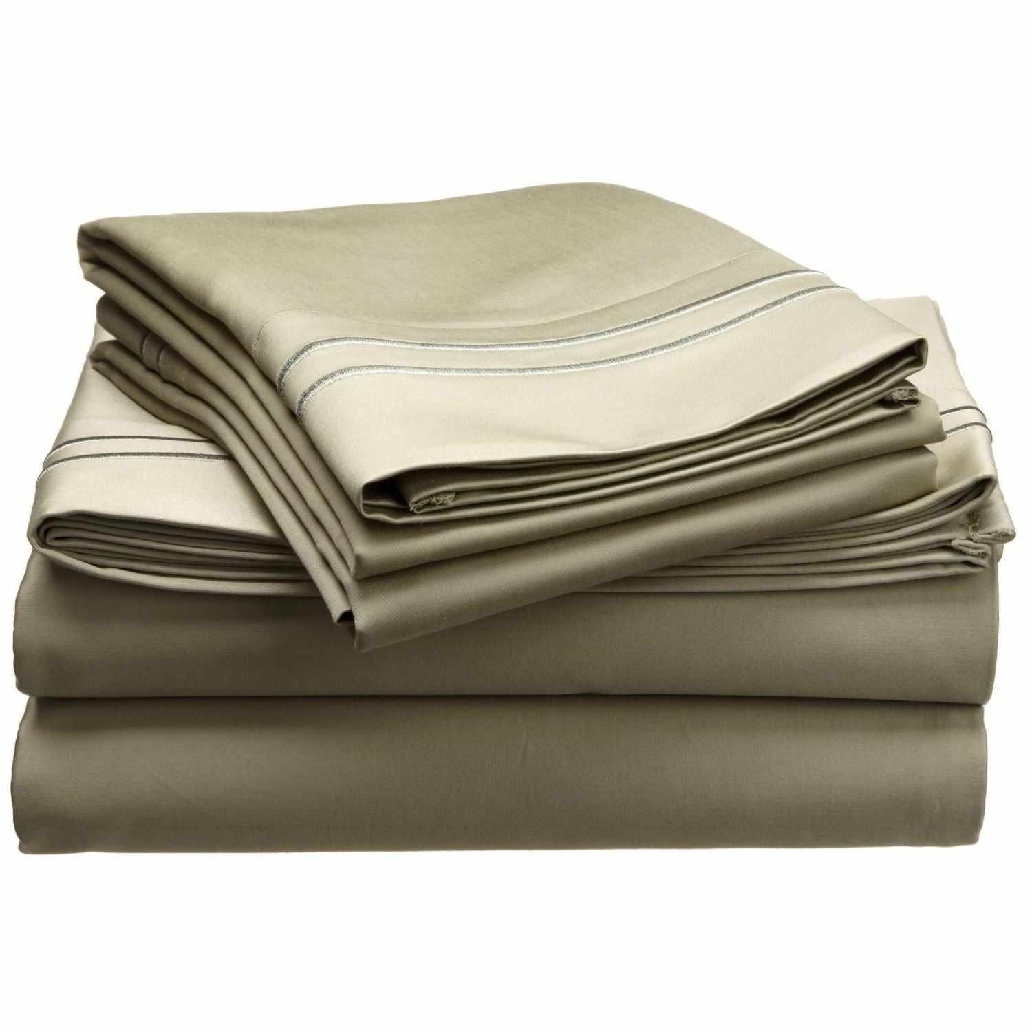 Superior 700-Thread Count Solid Egyptian Cotton Plush Deep Pocket Sheet Set - Sage