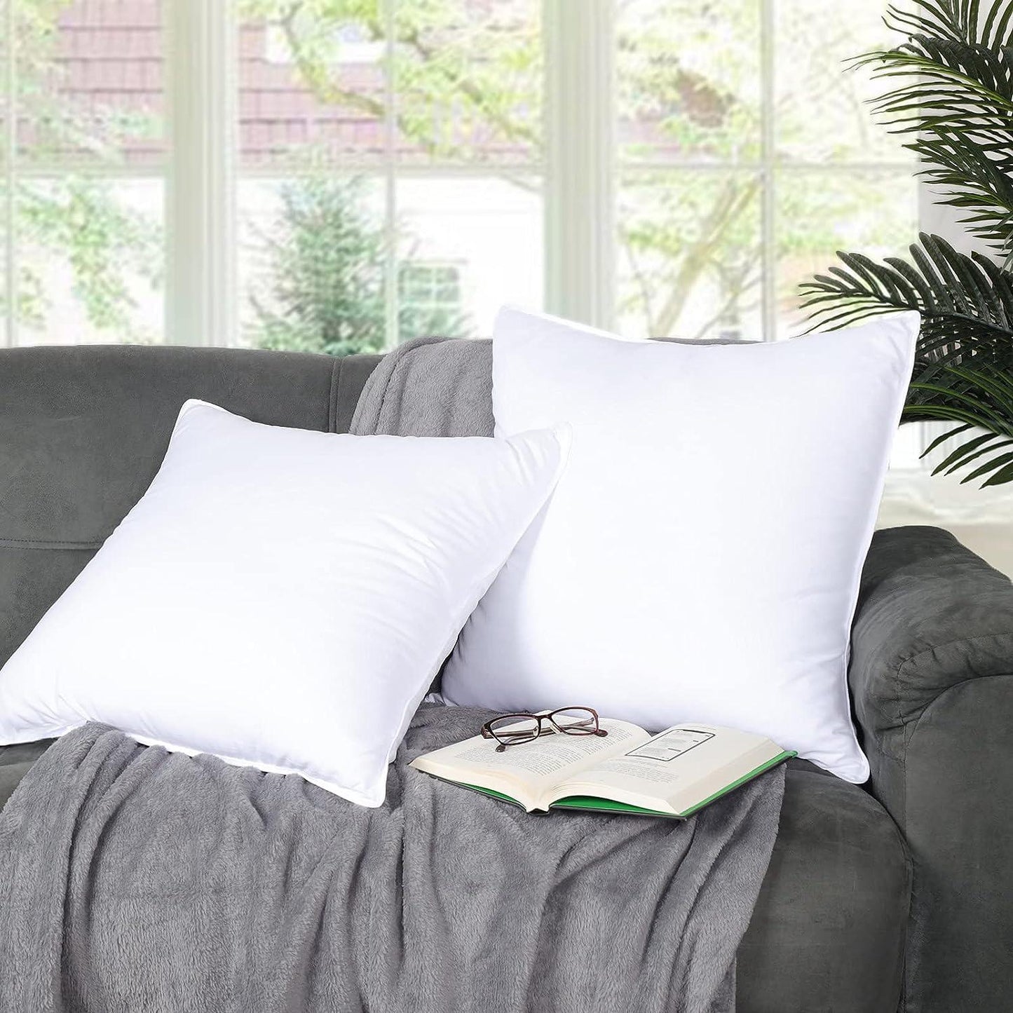 Medium Density Down Alternative Solid Euro Pillows, Set of 2 and 4 - White