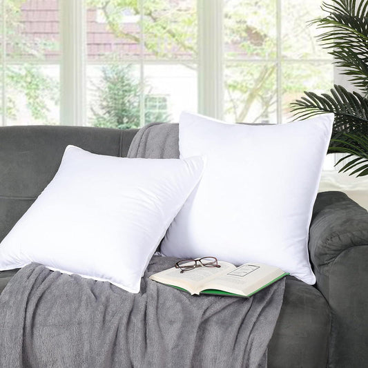 Medium Density Down Alternative Solid Euro Pillows, Set of 2 and 4 - White