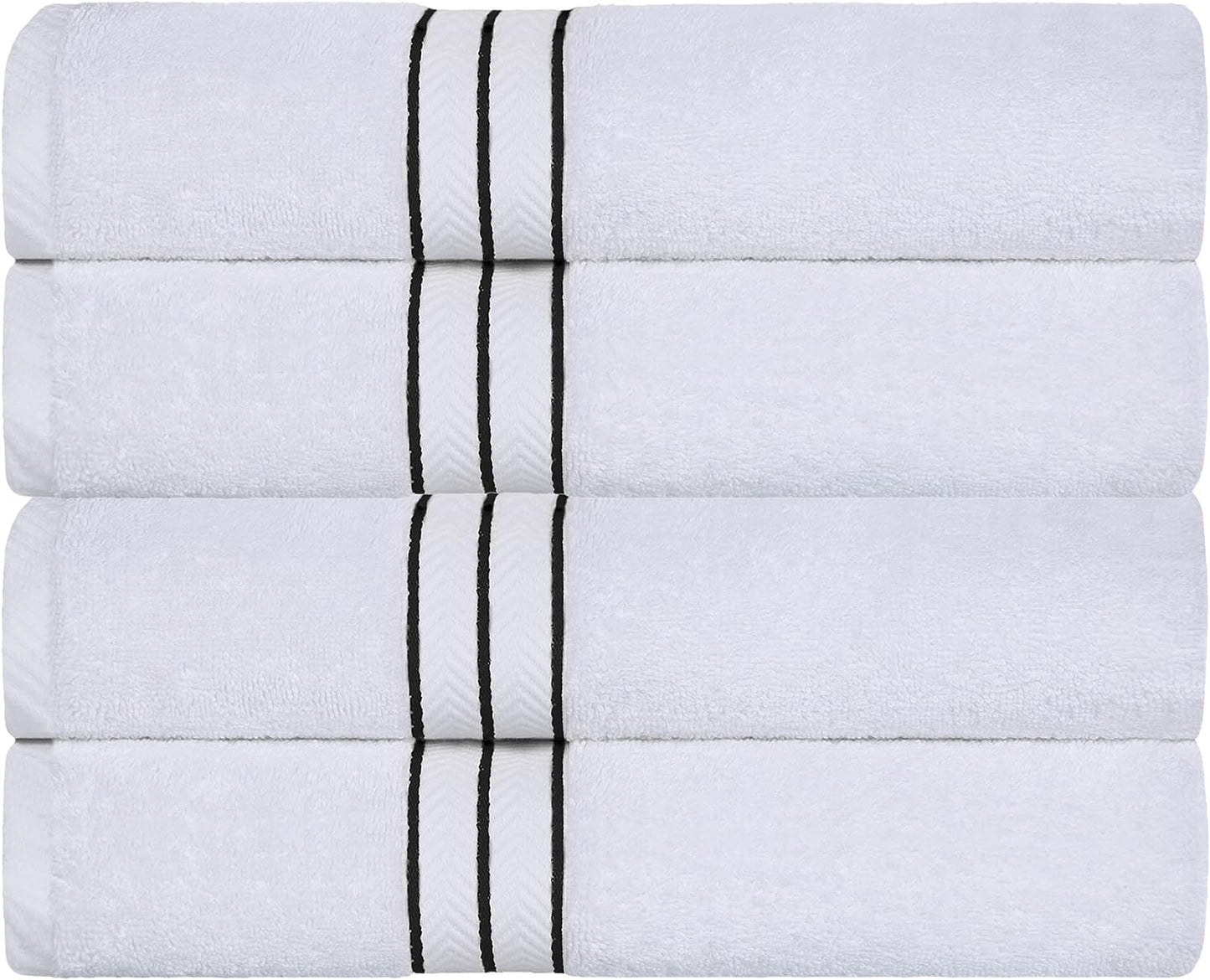 Superior Ultra-Plush Turkish Cotton Super Absorbent Solid Bath Towel Set of 4 - Black