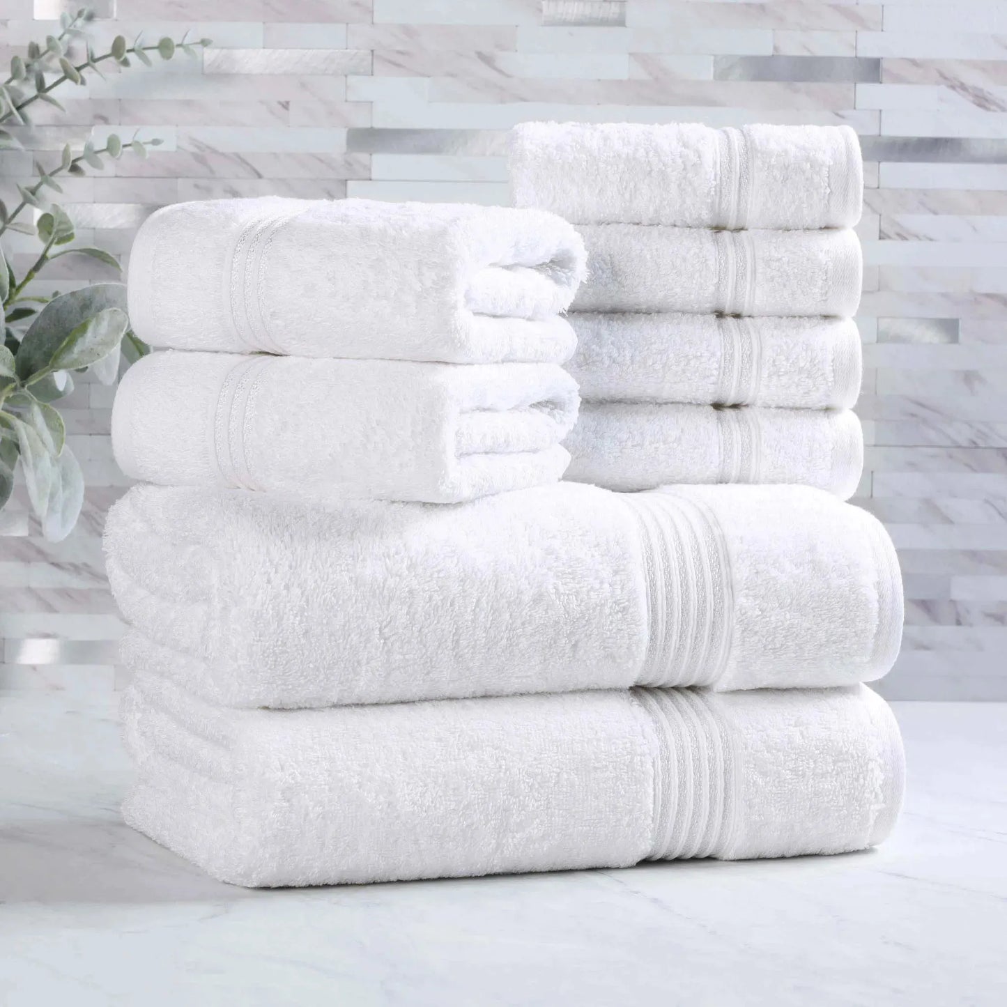 Heritage Egyptian Cotton Plush Absorbent Luxury 8 Piece Towel Set