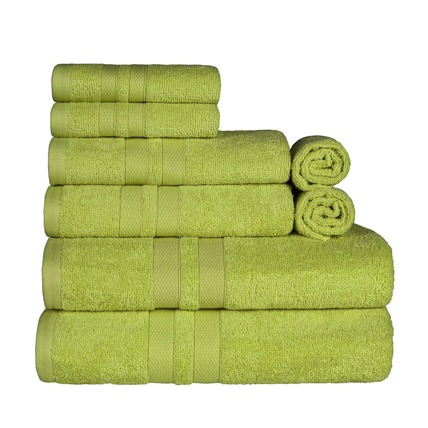 Superior Ultra Soft Cotton Absorbent Solid Assorted 8-Piece Towel Set - Celery