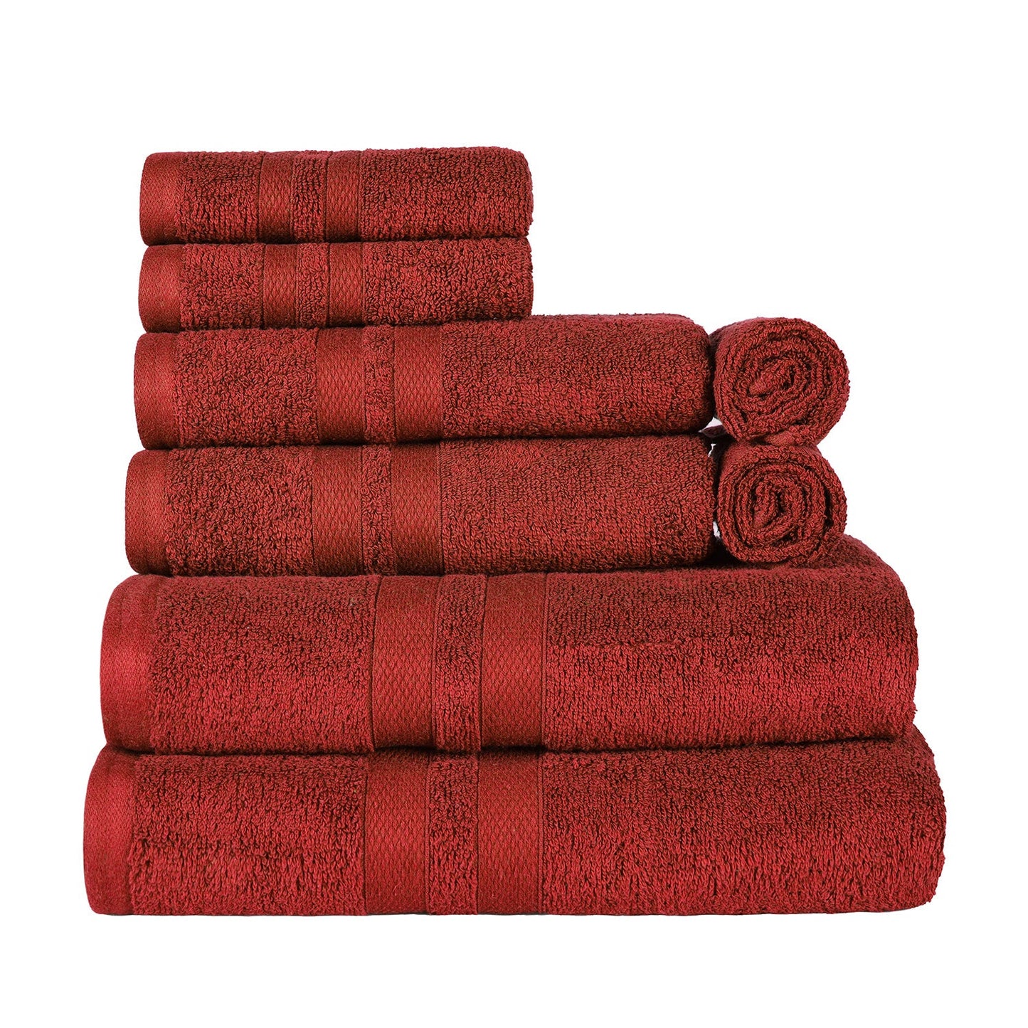 Superior Ultra Soft Cotton Absorbent Solid Assorted 8-Piece Towel Set - Maroon