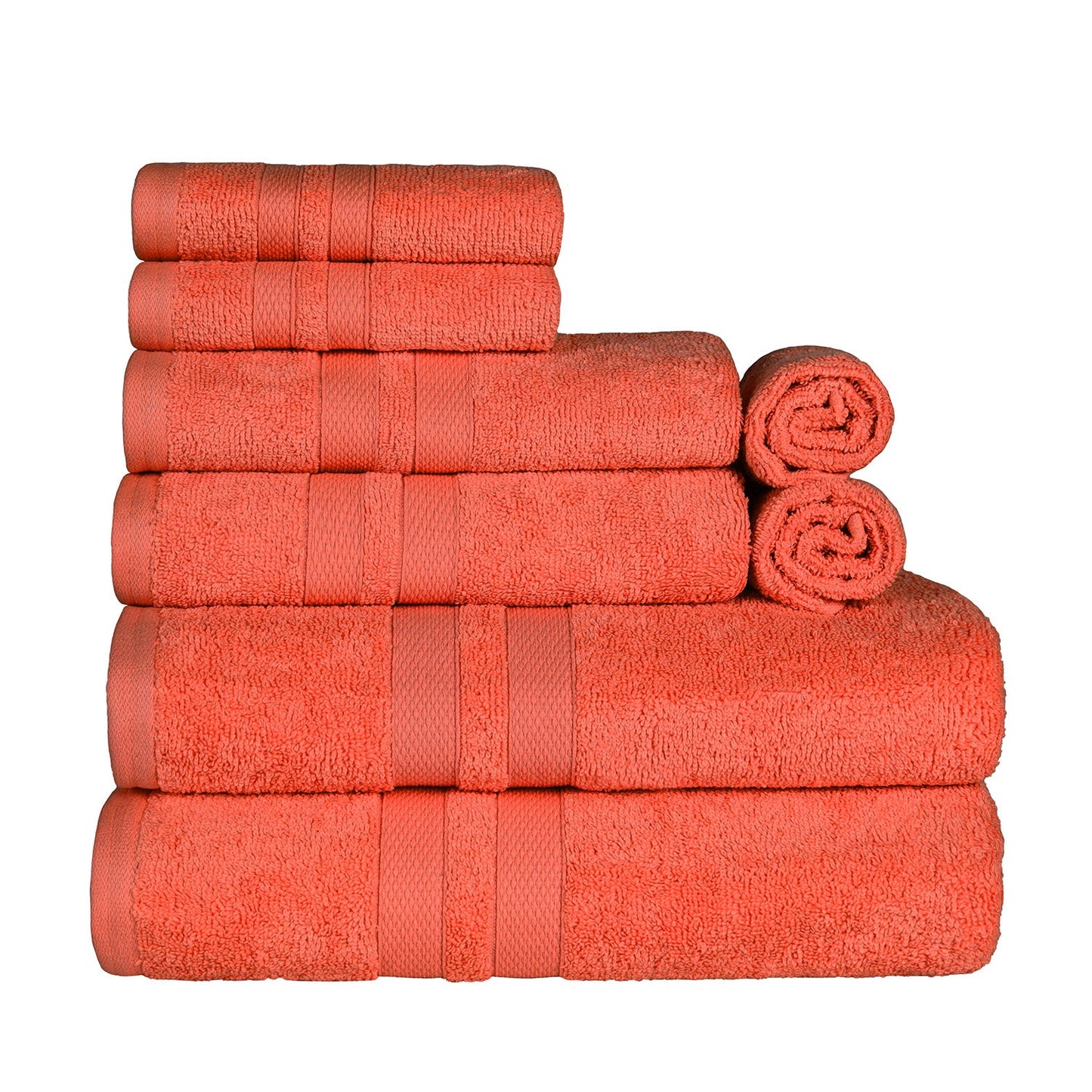 Superior Ultra Soft Cotton Absorbent Solid Assorted 8-Piece Towel Set - Tangerine