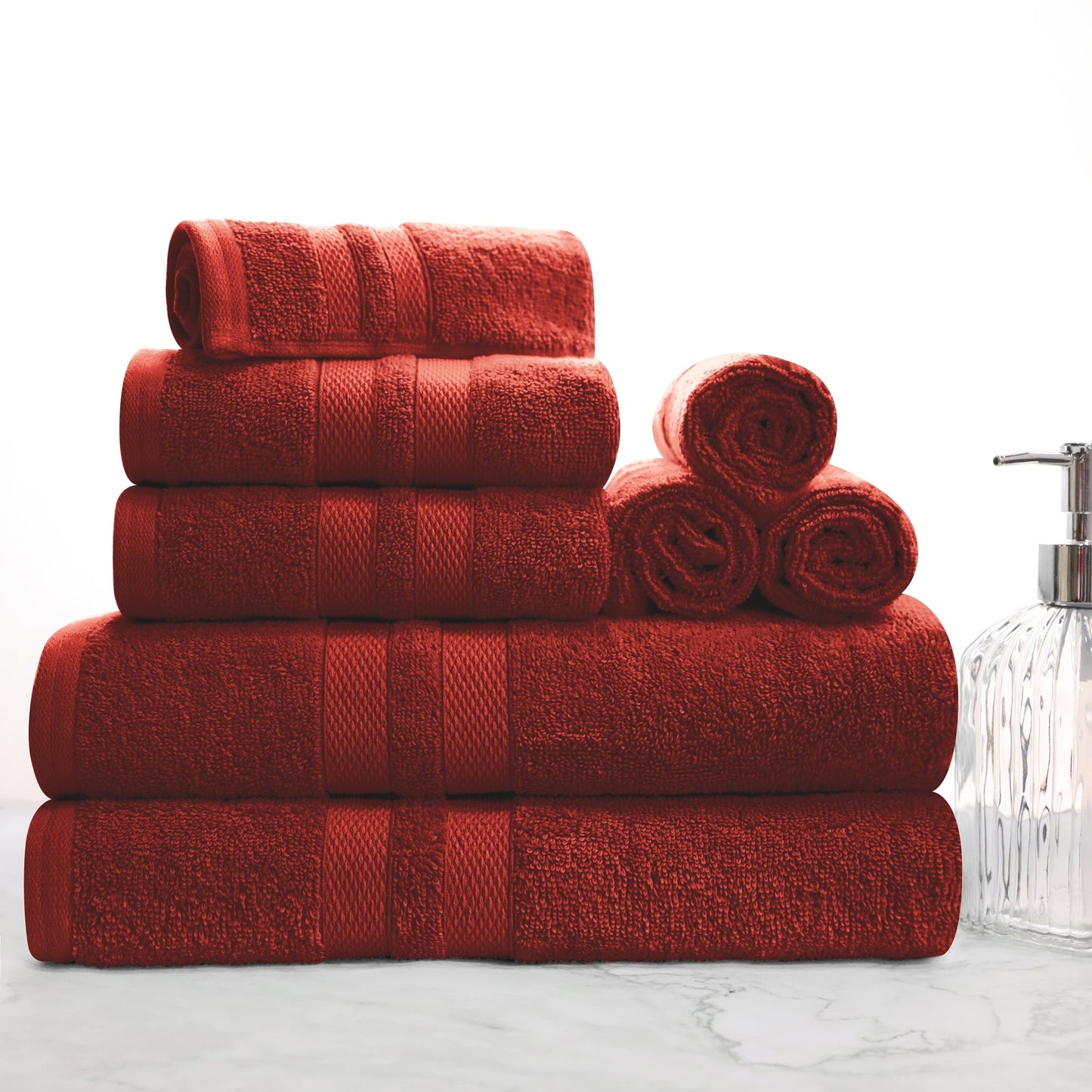 Superior Ultra Soft Cotton Absorbent Solid Assorted 8-Piece Towel Set - Maroon