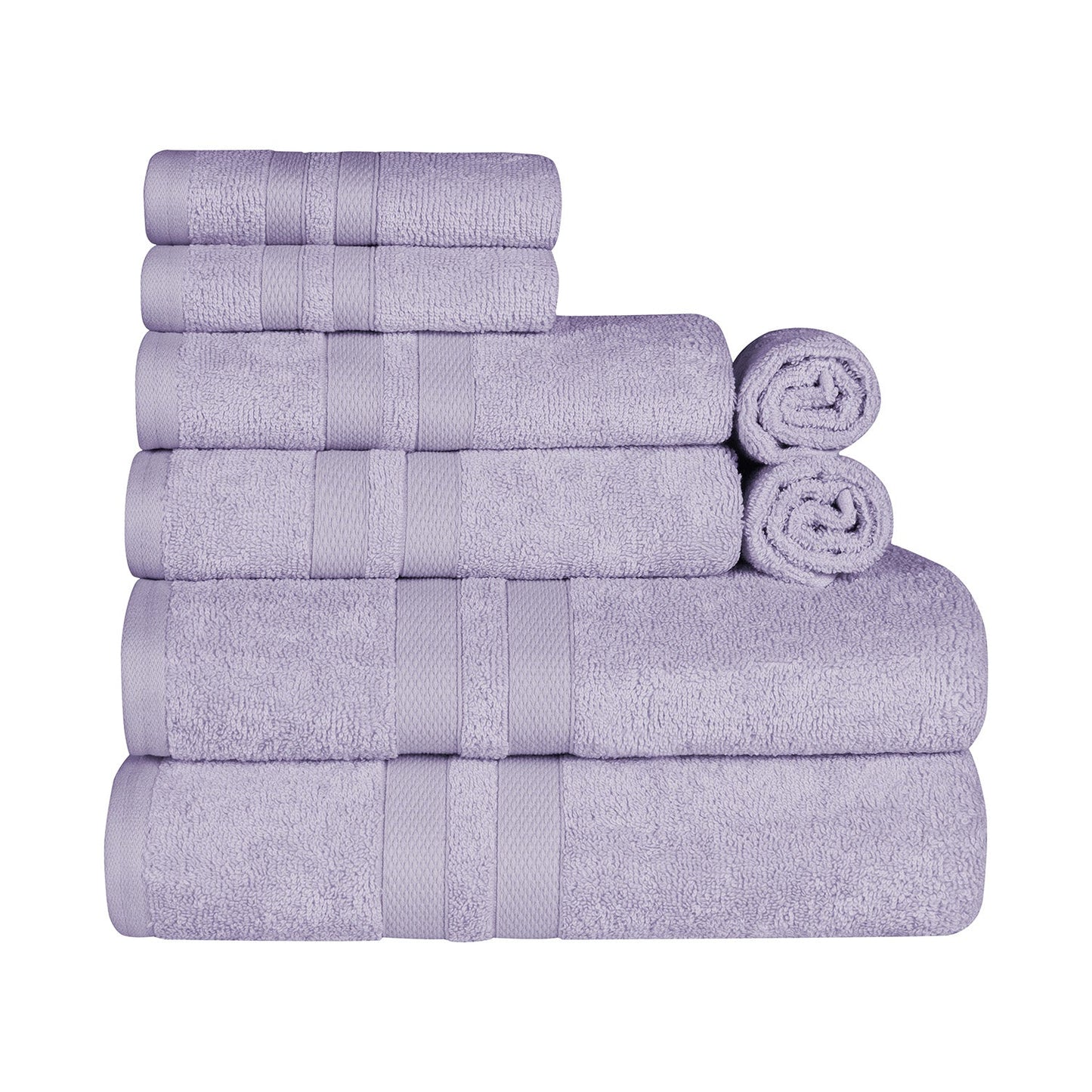 Superior Ultra Soft Cotton Absorbent Solid Assorted 8-Piece Towel Set - Wisteria