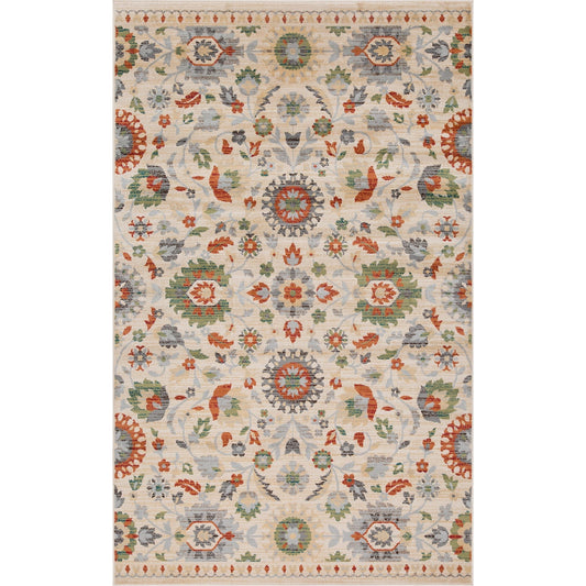 Superior Gulistan Vintage Floral Vines Border Indoor Area Rug Or Runner Rug Or Door Mat - Ivory