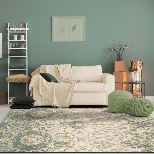 Superior Pendleton Traditional Floral Indoor Area Rug or Runner Rug Or Door Mat - Ivory