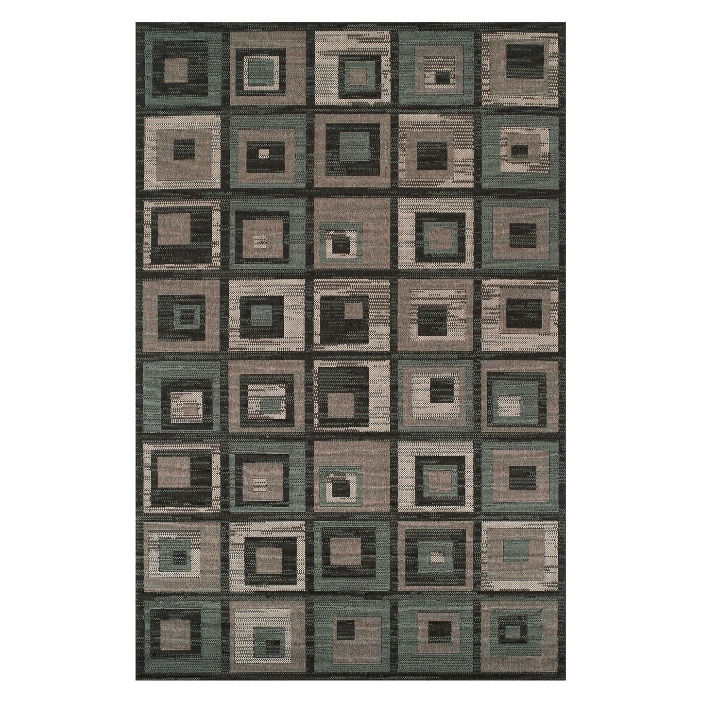 Superior Indoor Outdoor Jute Backed Colburn Geometric Weather Resistant Area Rug
