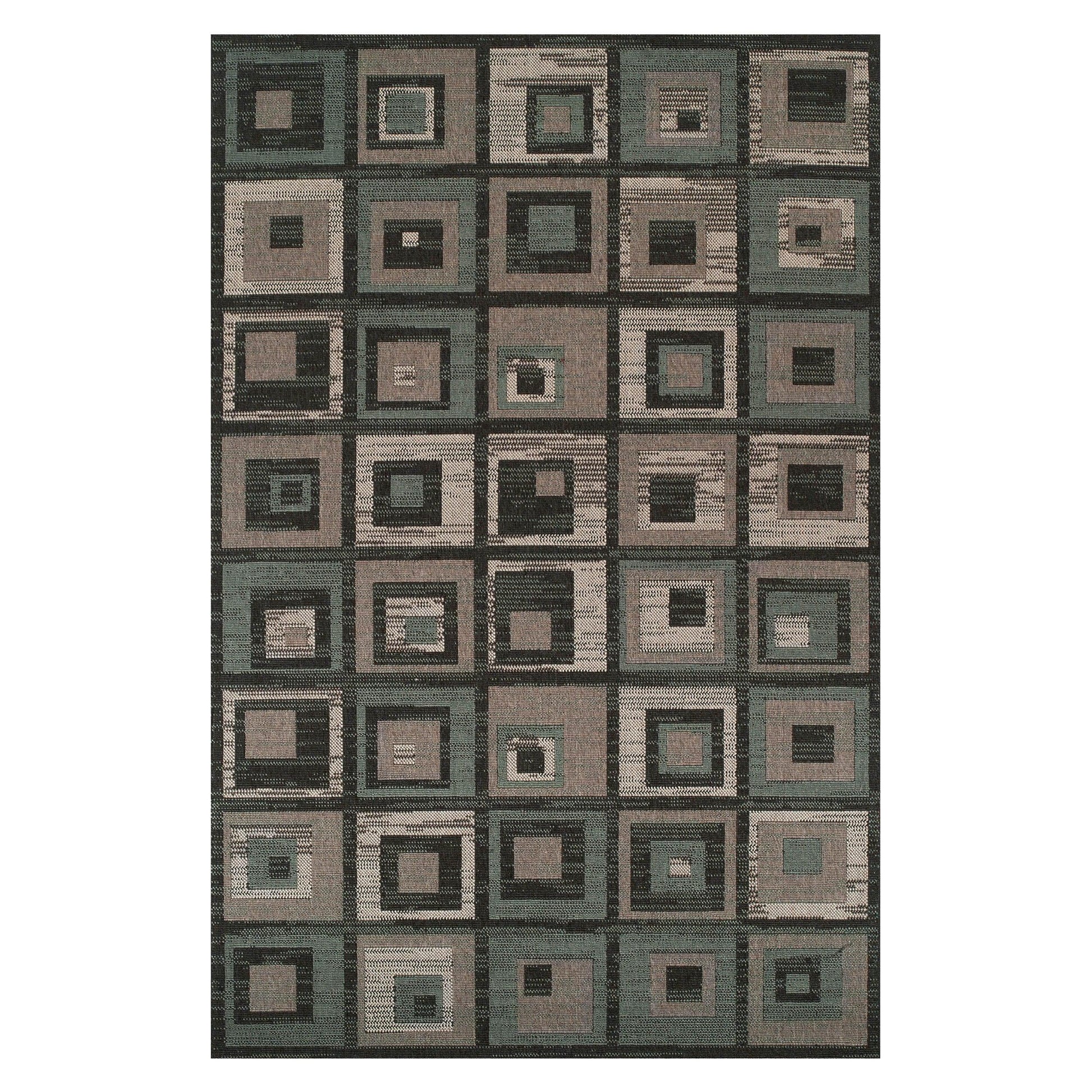Superior Indoor Outdoor Jute Backed Colburn Geometric Weather Resistant Area Rug