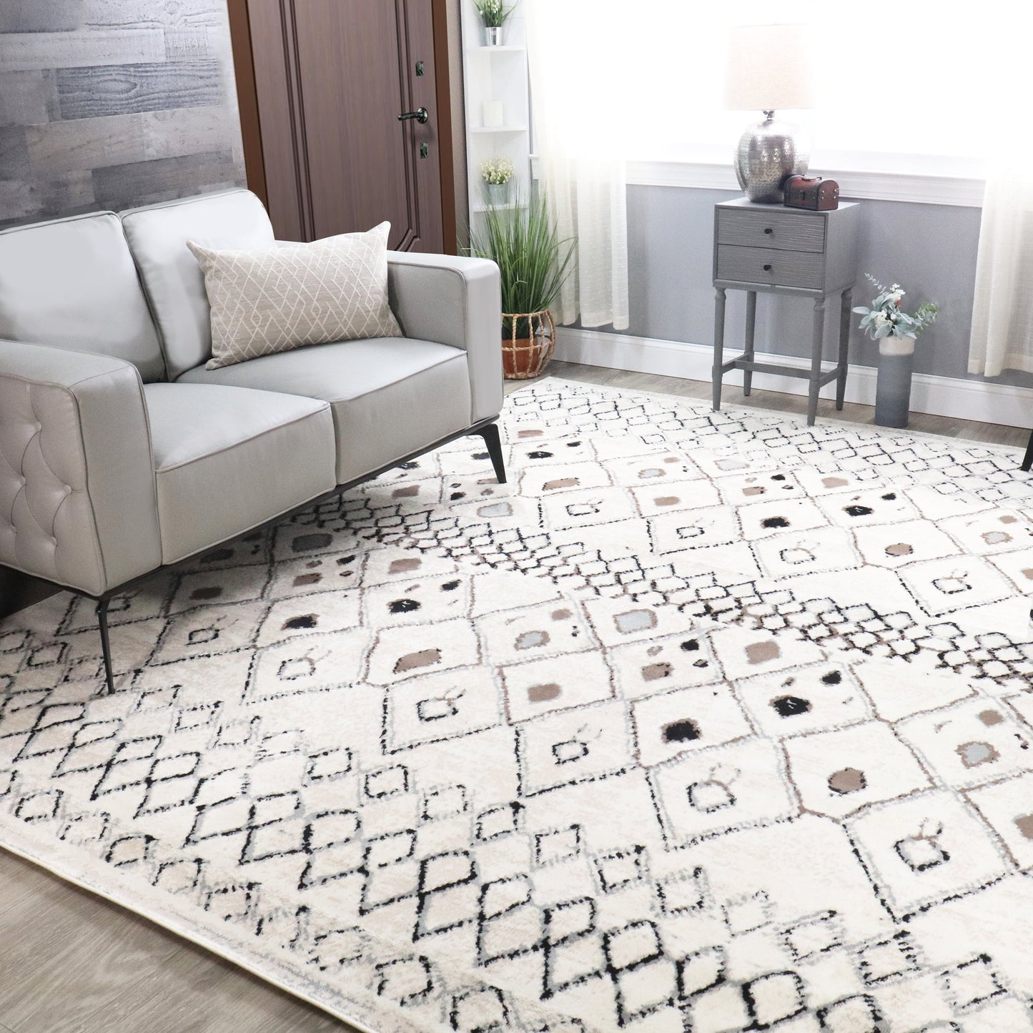 Tripp Modern Lattice Jute Backing Indoor Area Rug - Slate