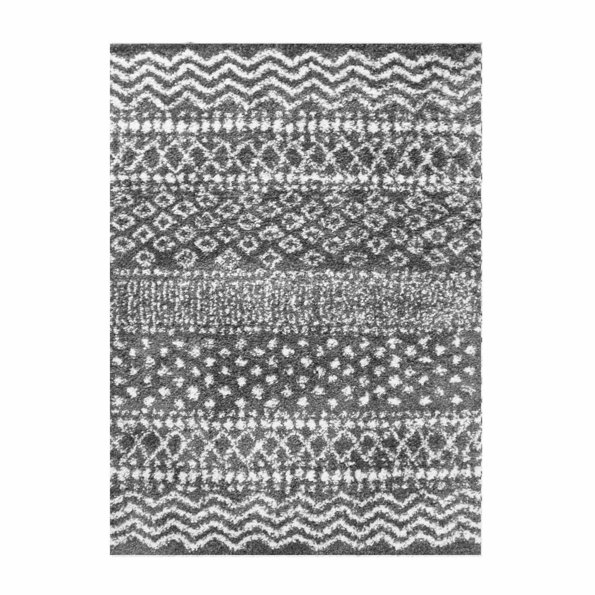 Superior Boho Geometric Indoor Plush Shag Area Rug - Cream-Black