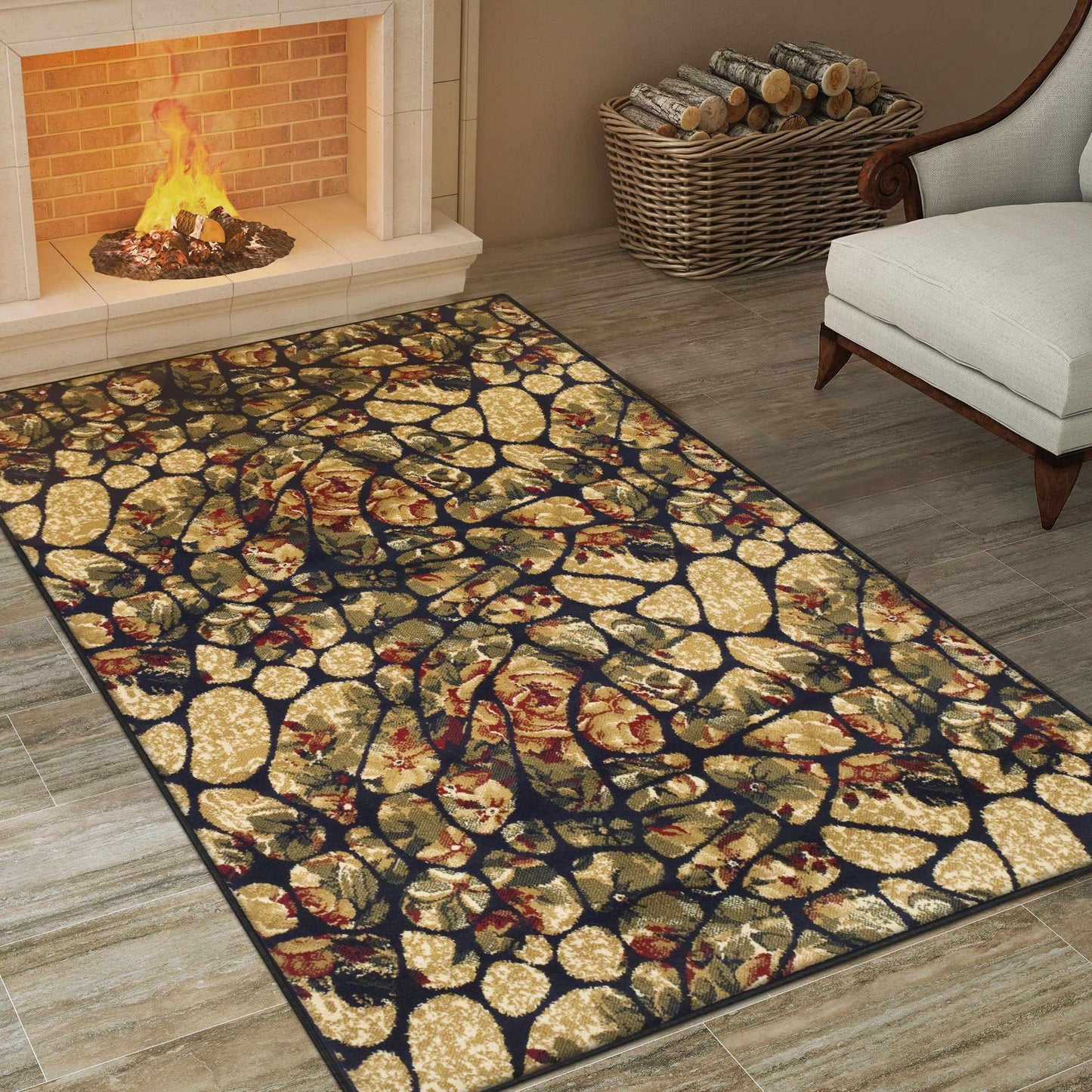 Superior Floral Modern Mosaic Tile Area Rug