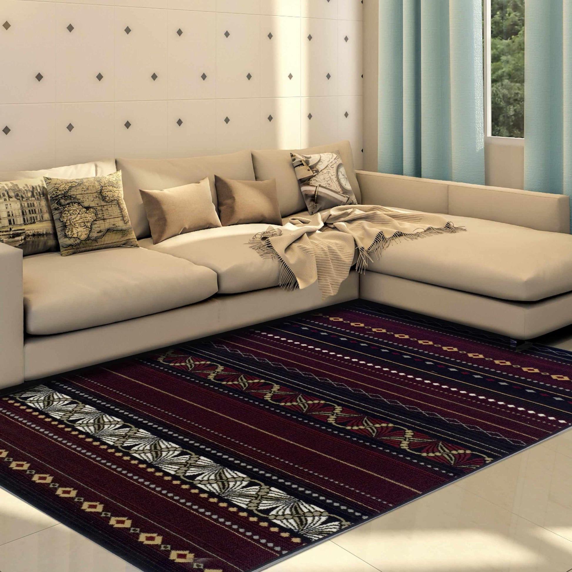 Superior Twilight Southwestern Navajo Inspired Area Rug - Maroon