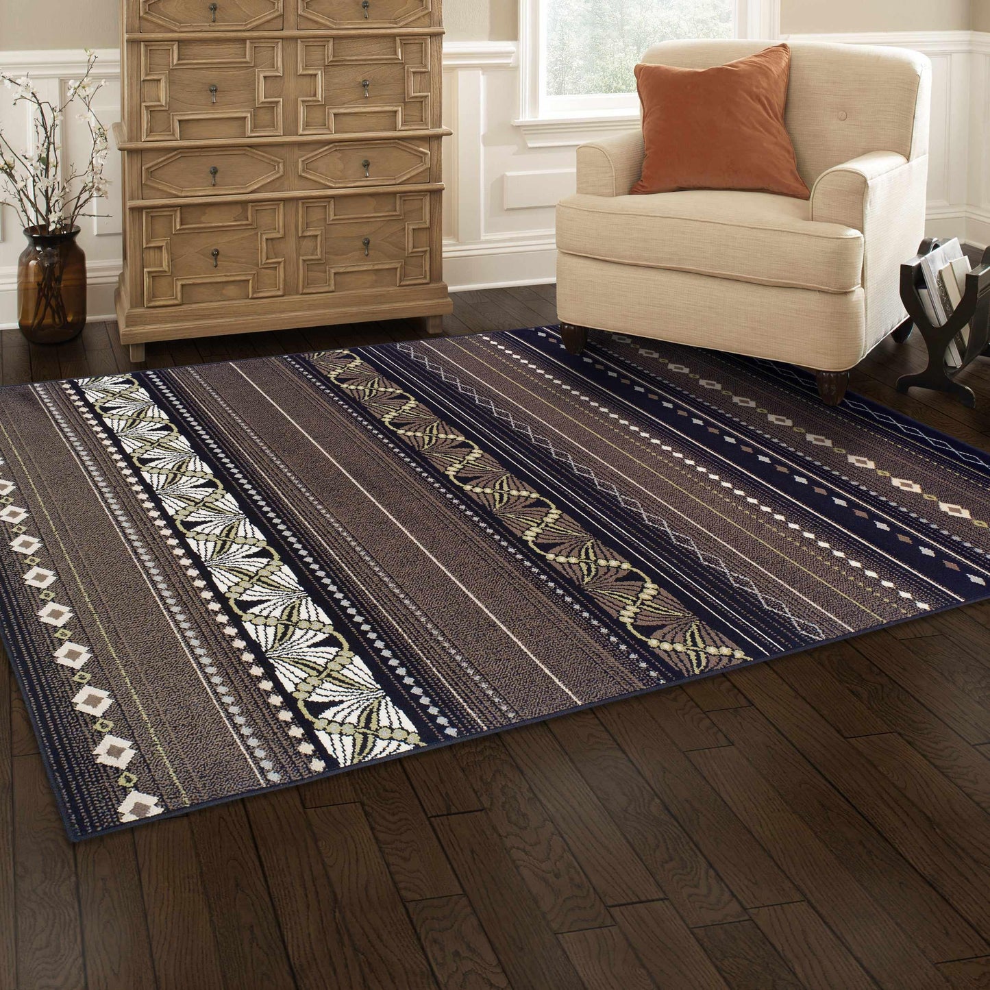 Superior Twilight Southwestern Navajo Inspired Area Rug - Black