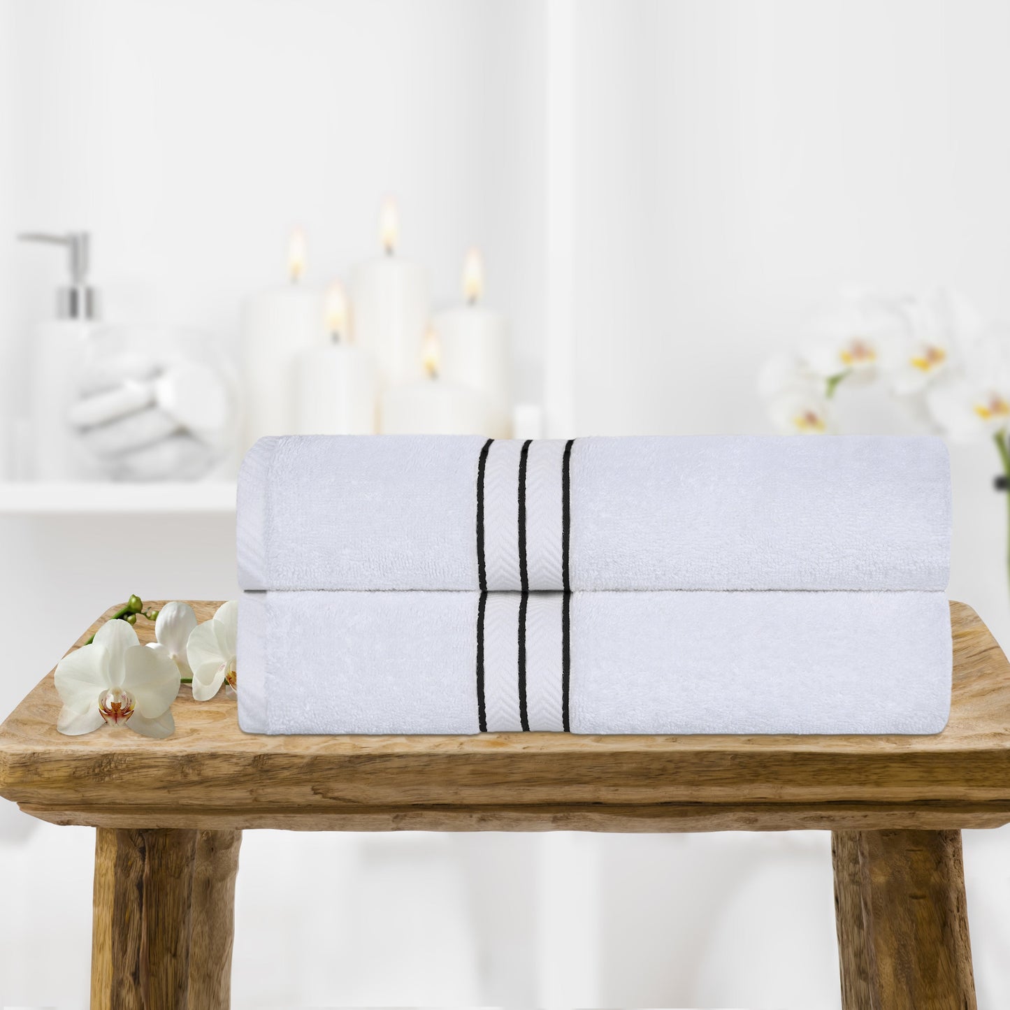 Ultra-Plush Turkish Cotton Hotel Collection Super Absorbent Solid Luxury Bathroom Set - Black