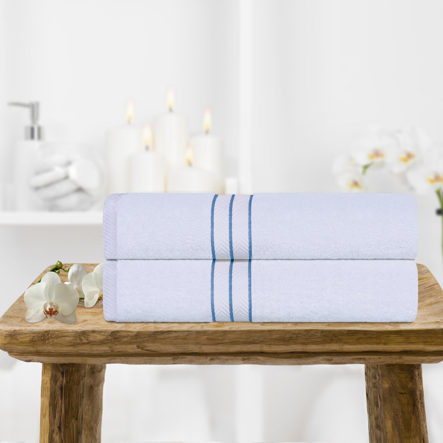 Ultra-Plush Turkish Cotton Hotel Collection Super Absorbent Solid Luxury Bathroom Set - Light Blue