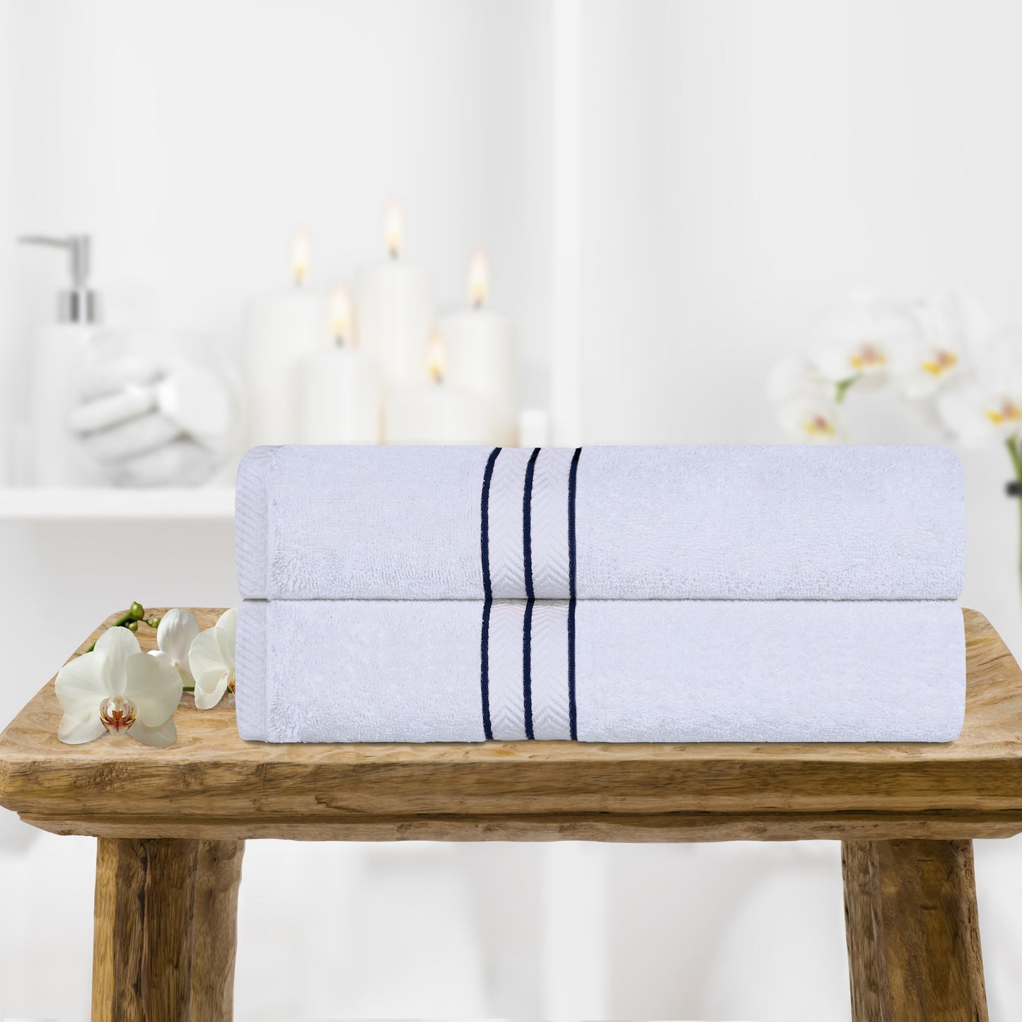 Ultra-Plush Turkish Cotton Hotel Collection Super Absorbent Solid Luxury Bathroom Set - Navy Blue