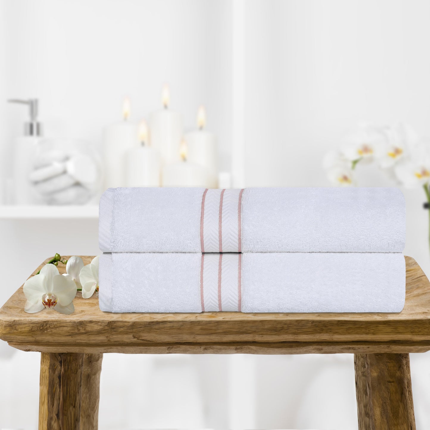 Ultra-Plush Turkish Cotton Hotel Collection Super Absorbent Solid Luxury Bathroom Set - Tea Rose