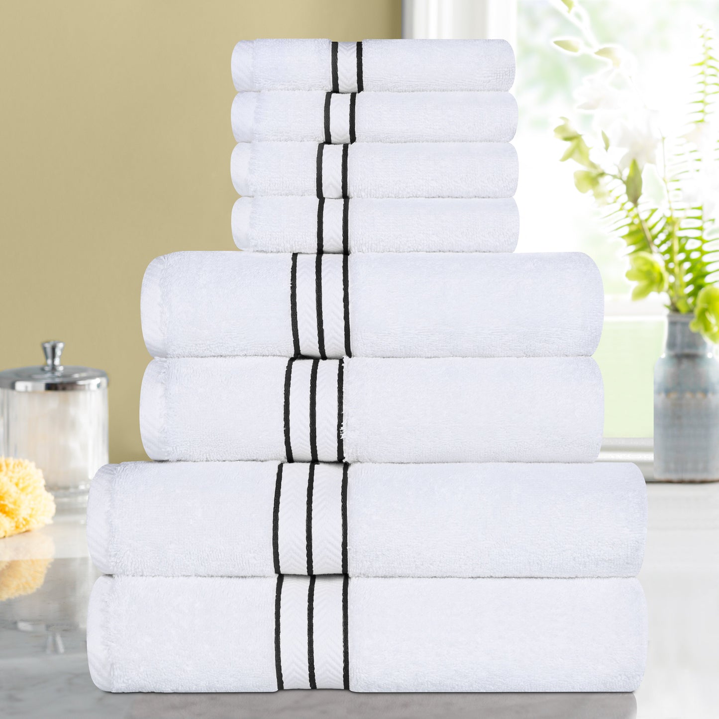Ultra-Plush Turkish Cotton Hotel Collection Super Absorbent Solid Luxury Bathroom Set - Black