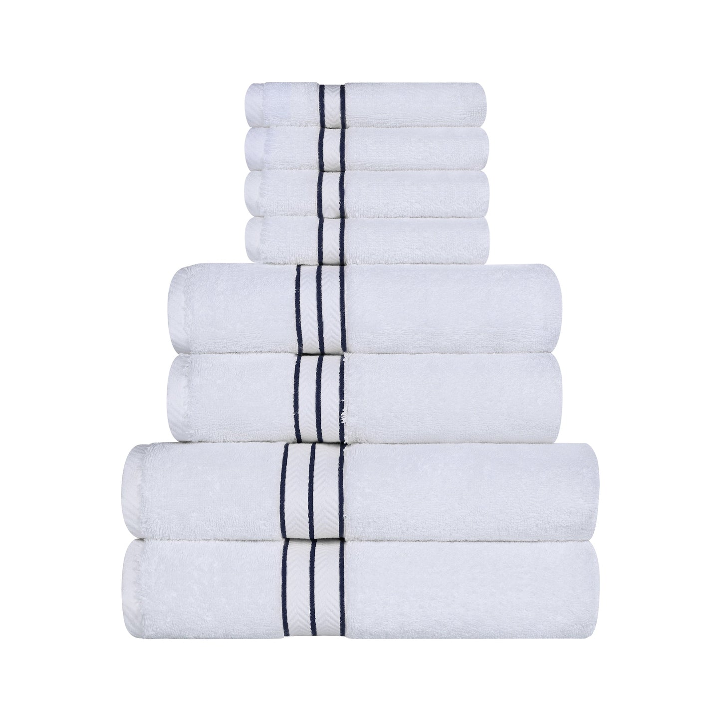 Ultra-Plush Turkish Cotton Hotel Collection Super Absorbent Solid Luxury Bathroom Set - Navy Blue