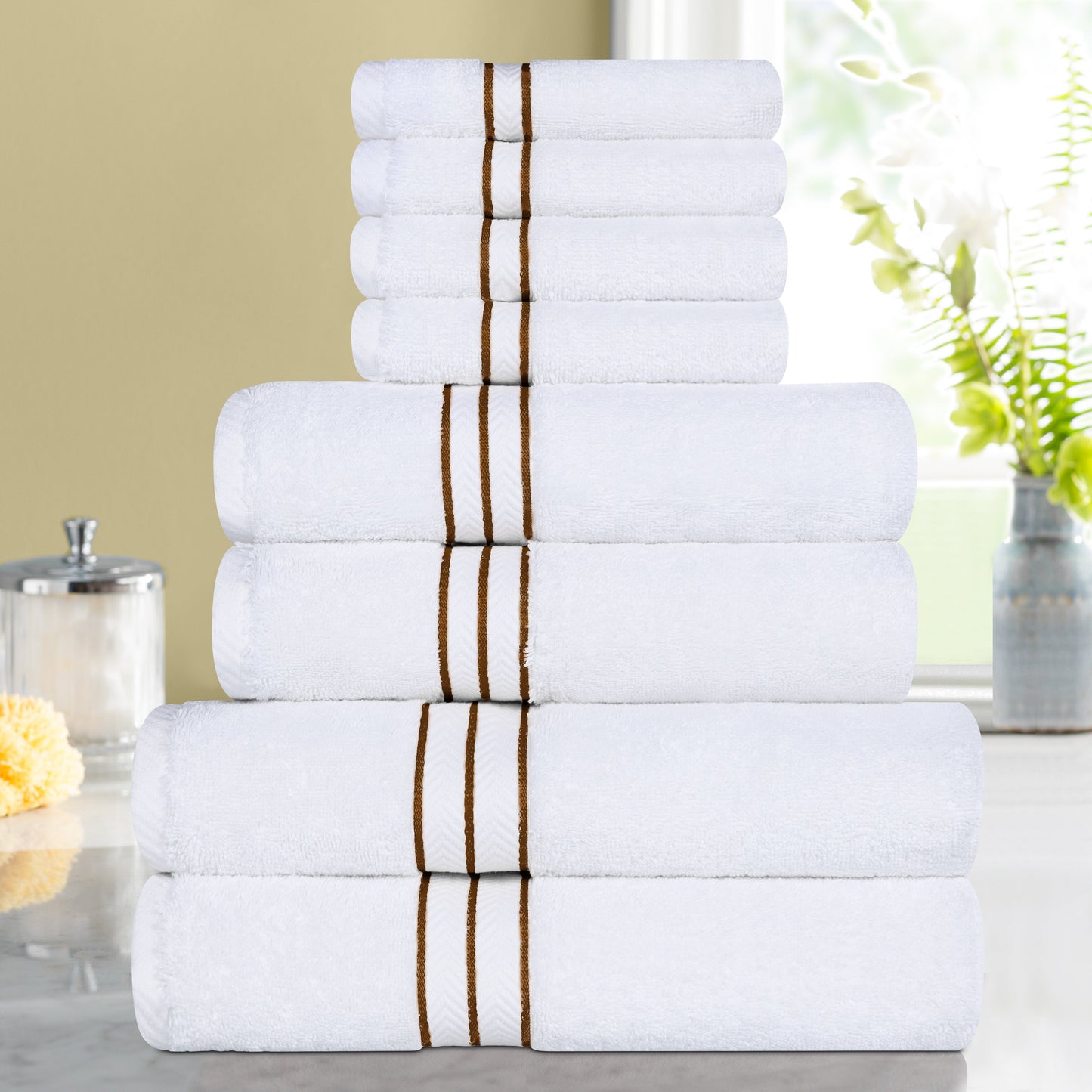 Ultra-Plush Turkish Cotton Hotel Collection Super Absorbent Solid Luxury Bathroom Set - Toast