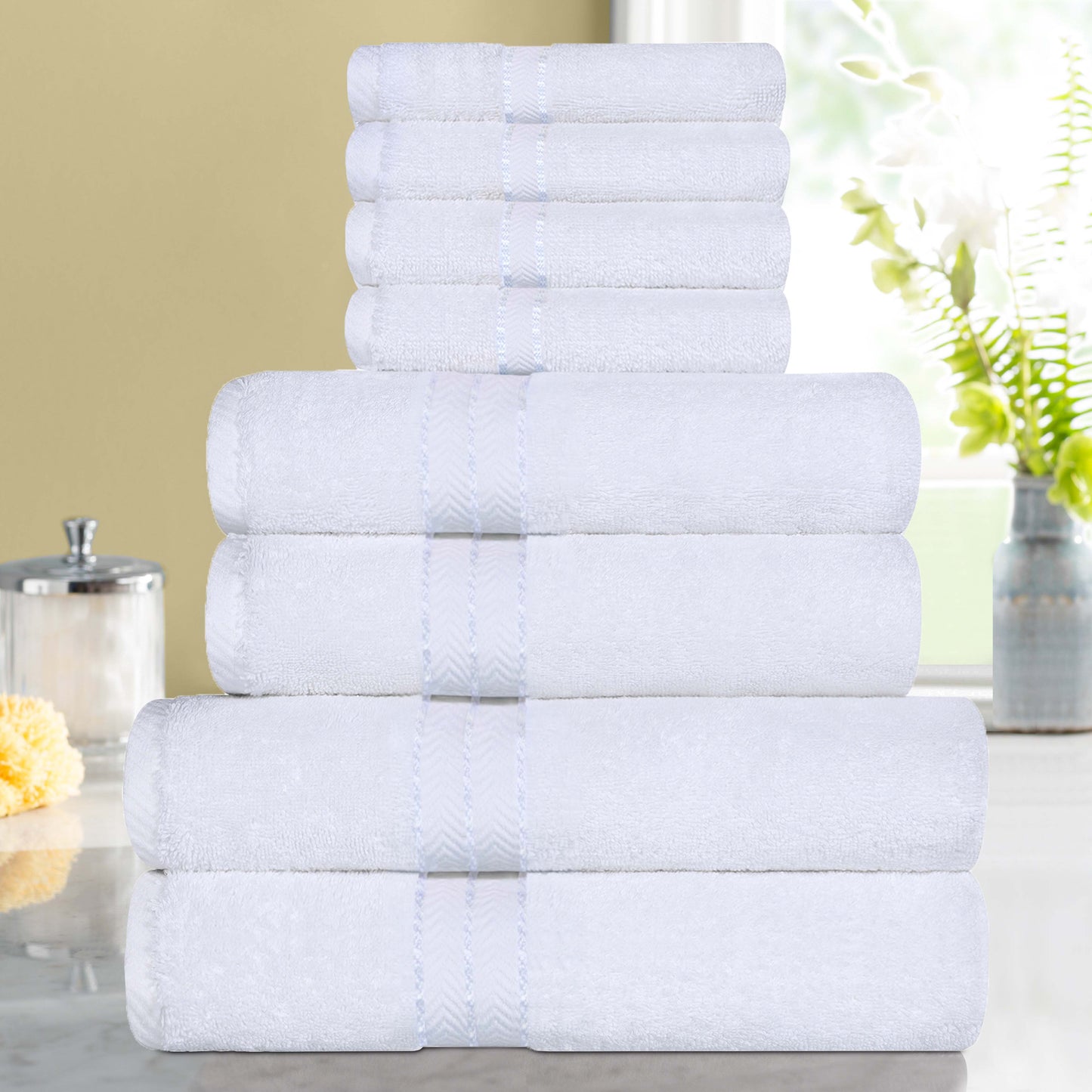 Ultra-Plush Turkish Cotton Hotel Collection Super Absorbent Solid Luxury Bathroom Set - White