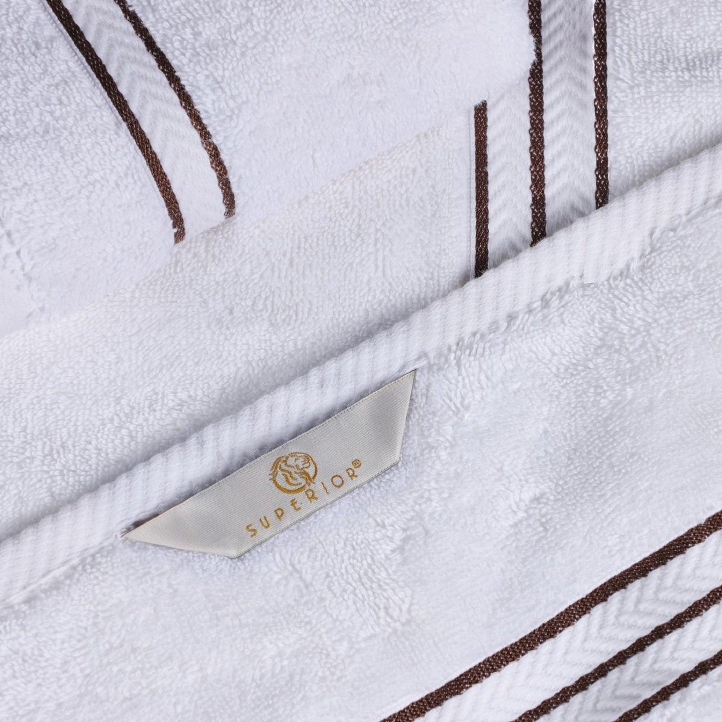 Turkish Cotton Heavyweight Ultra-Plush 6 Piece Bath Towel Set - White-Choco