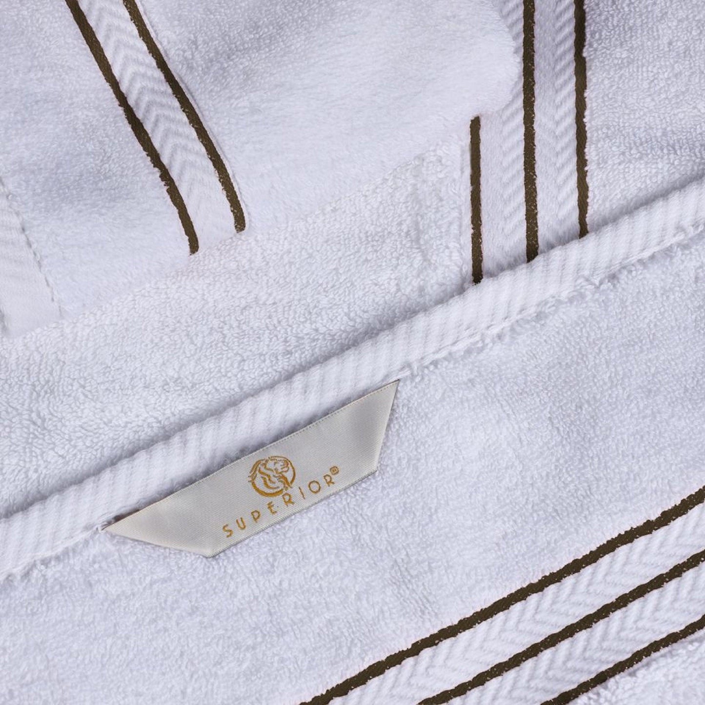 Turkish Cotton Heavyweight Ultra-Plush 6 Piece Bath Towel Set - White-Latte