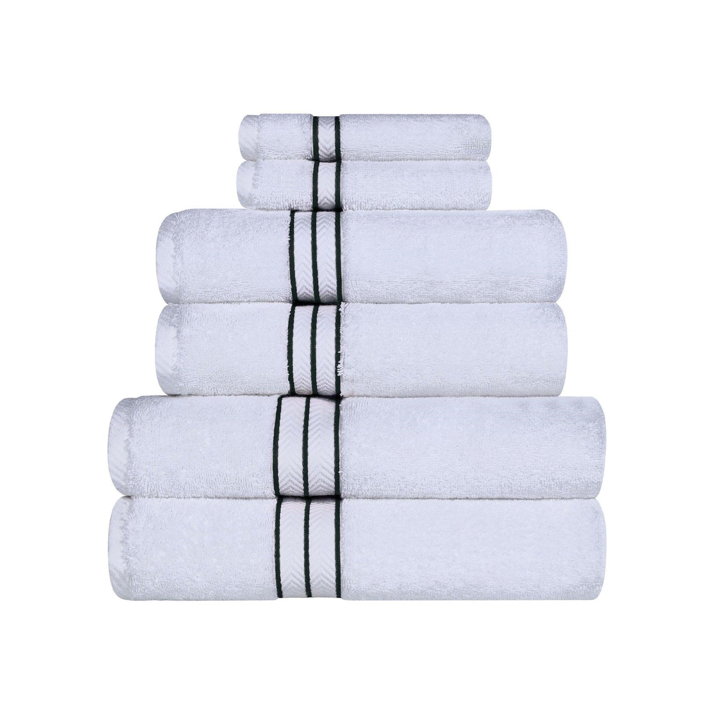 Turkish Cotton Heavyweight Ultra-Plush 6 Piece Bath Towel Set- White/Toast